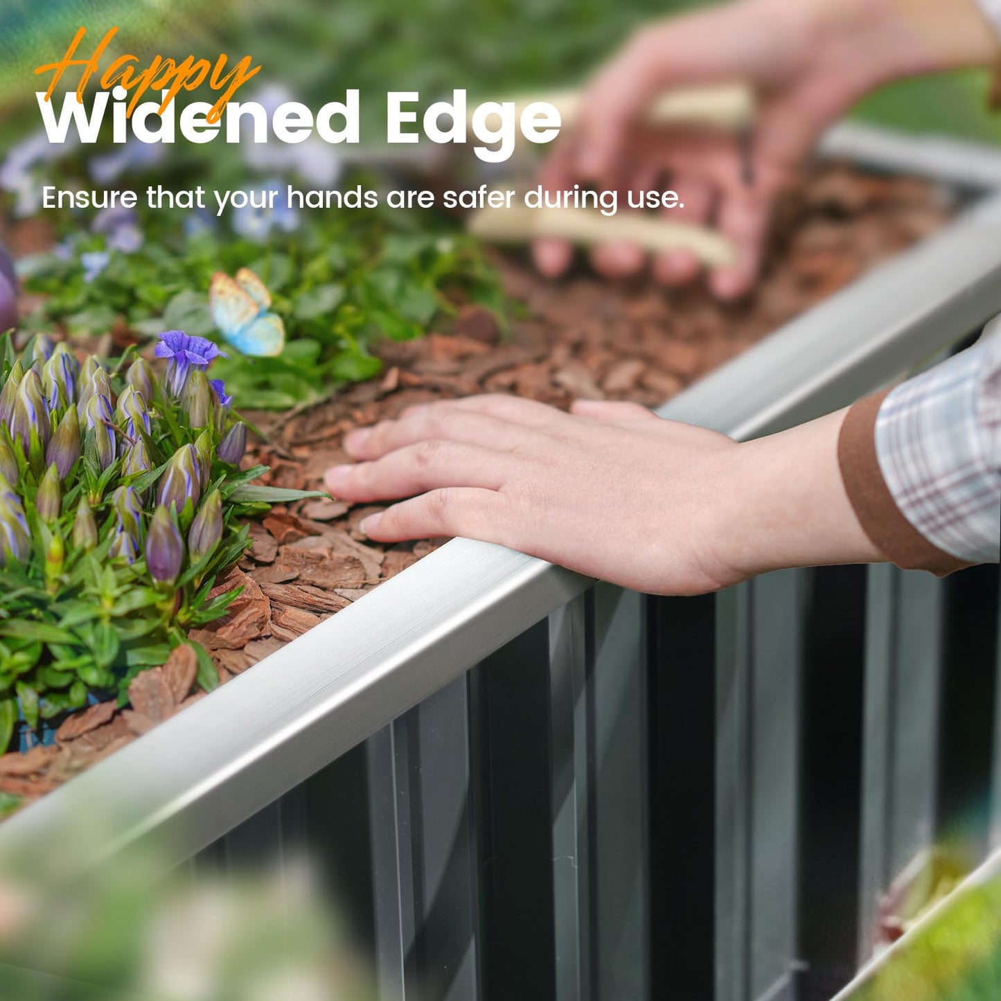 KING BIRD Galvanized Raised Garden Bed with 2 Installation Methods for DIY, 101" x 36" x 18" Heightened Planter Kit Box Outdoor for Deep-Rooted Vegetables, Flowers, Dark Grey