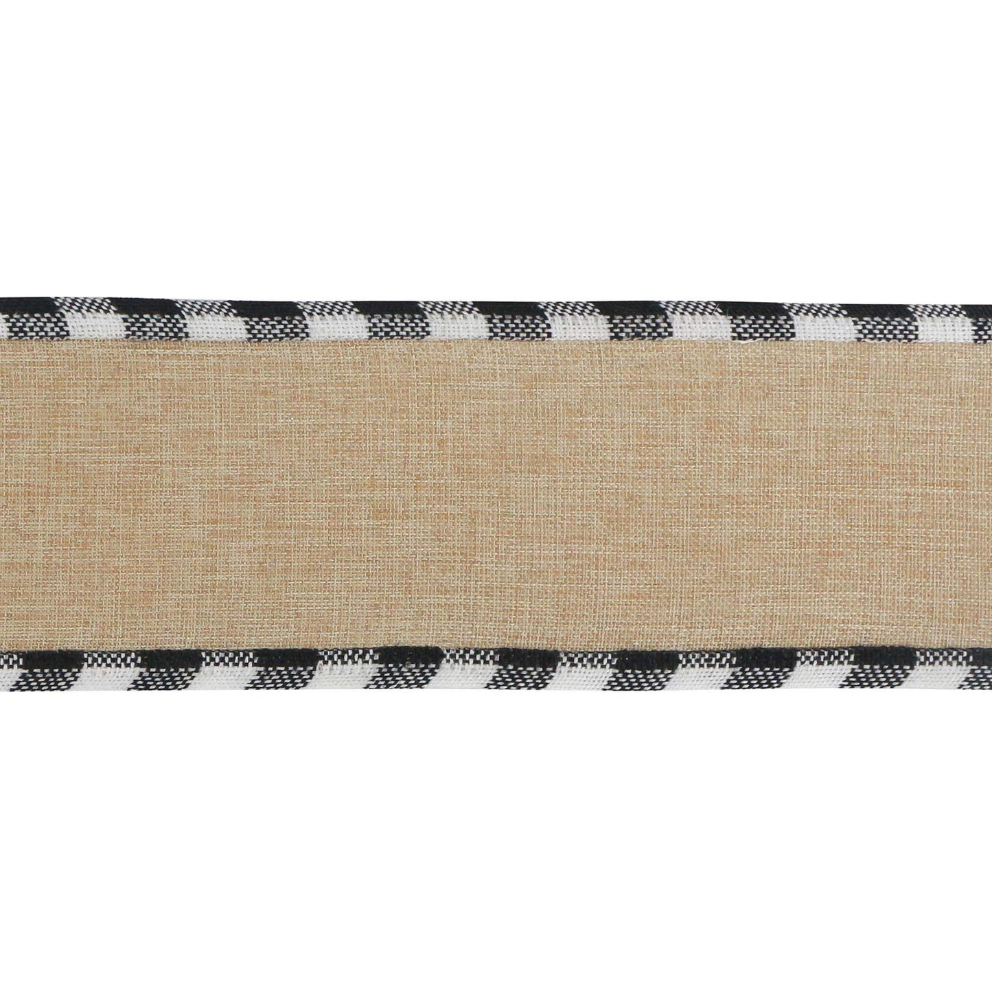 MEEDEE Burlap Christmas Ribbon Wired 2.5 Inch Plaid with Black and White Checkered Edging 10 Yards for Christmas Tree and Wreath Making