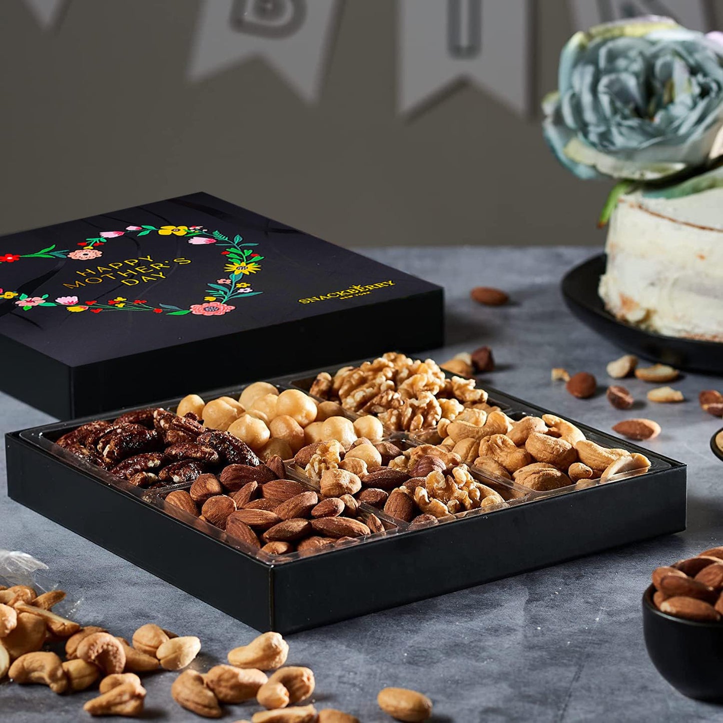 Holiday Mixed Nuts Mothers Day Gift Basket, in Elegant Box, Gift Set for Easter, Birthday Party, Sympathy, Healthy Gift Snack Box for Men and Women. Kosher - Snackberry (Premium)