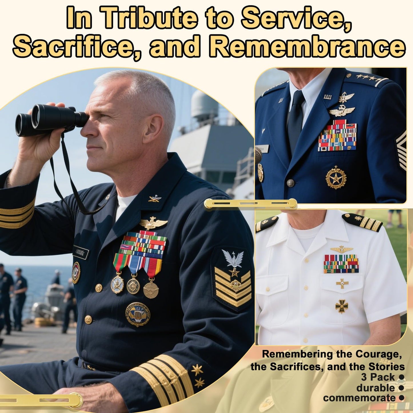 Military Ribbon Holding Bar 1 and 3 Ribbon Mounting Bar for Uniforms Organizer Holder