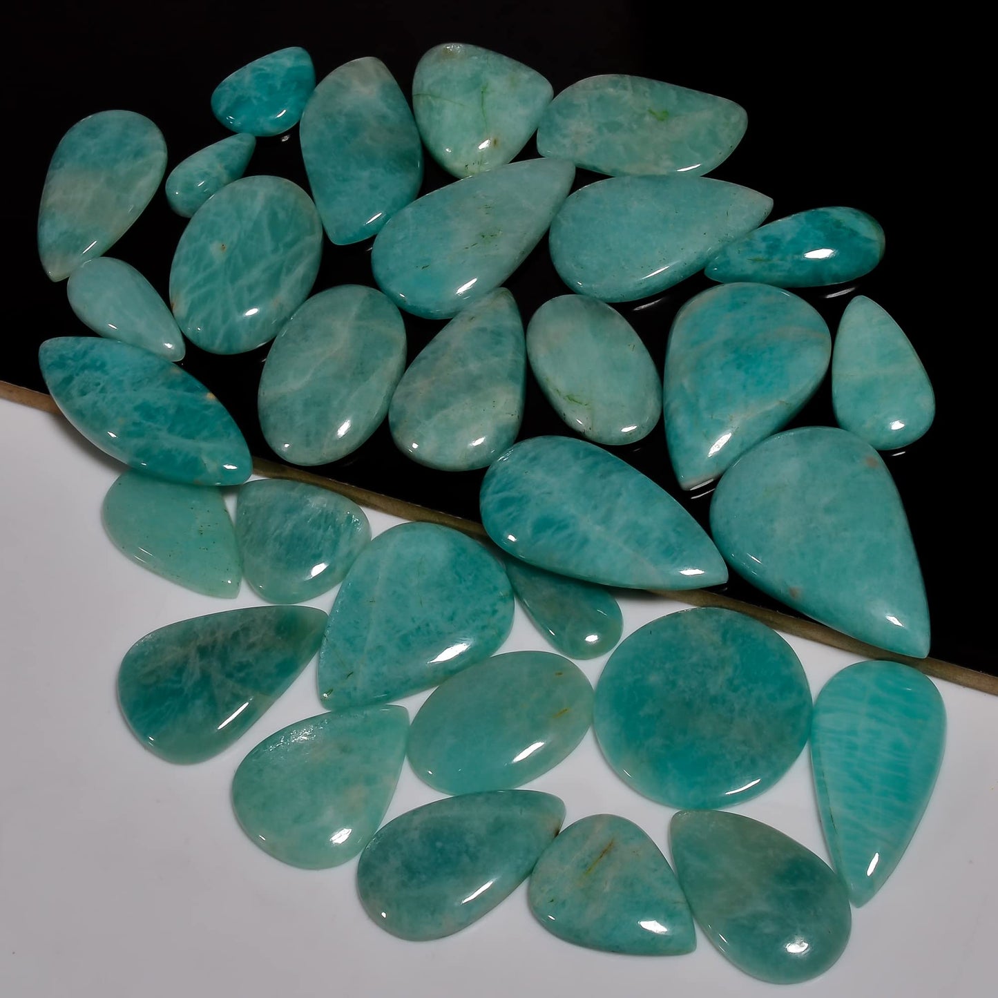 Natural 5, 4 & 3 Pcs Gemstones Cabochons Lot (15–30 MM), Multi Shape Stones for Jewelry Making Supplies Healing Crystals Gems Loose Gemstones (Amazonite, 5pcs)