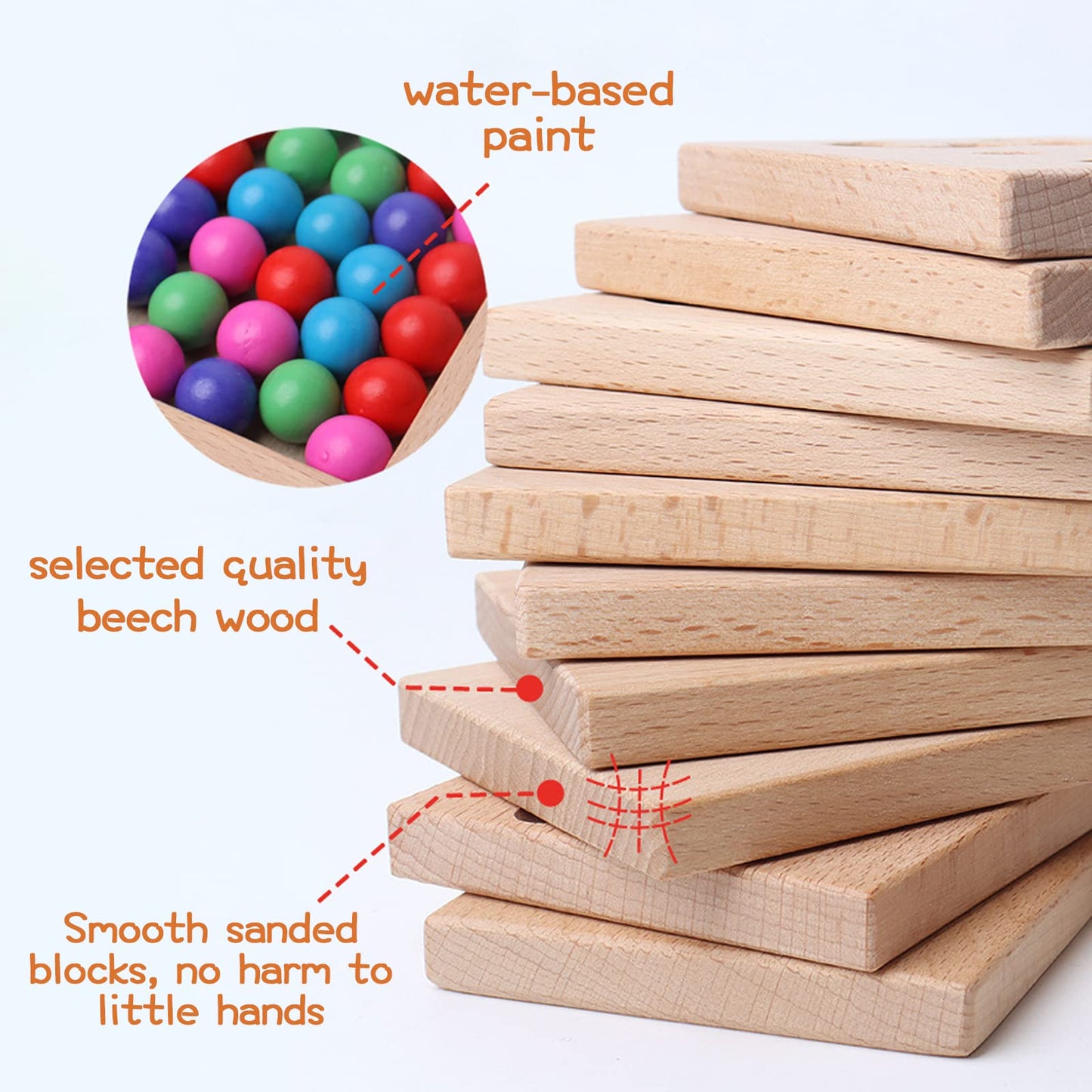 BBtinker Wooden Number Tracing Board Set, Toddler Montessori Math Beads Counting Toy, Preschool Learning and Educational Math Game for Kids