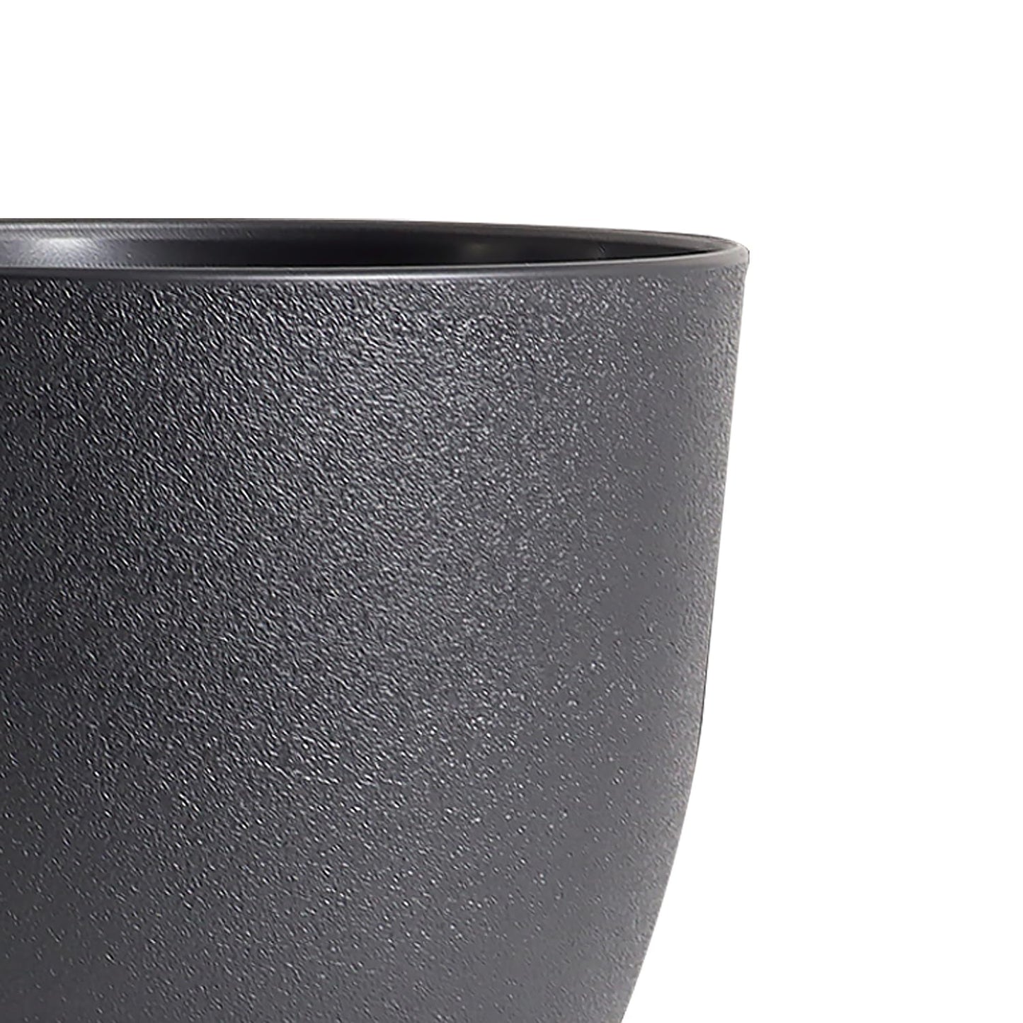 WSMKSZ 10/9/8 inch Medium Plant Pots, 3 Pack Modern Decorative Plastic Planters with Drainage Holes and Saucers, Flower Pots for Indoor Outdoor Plants, Black