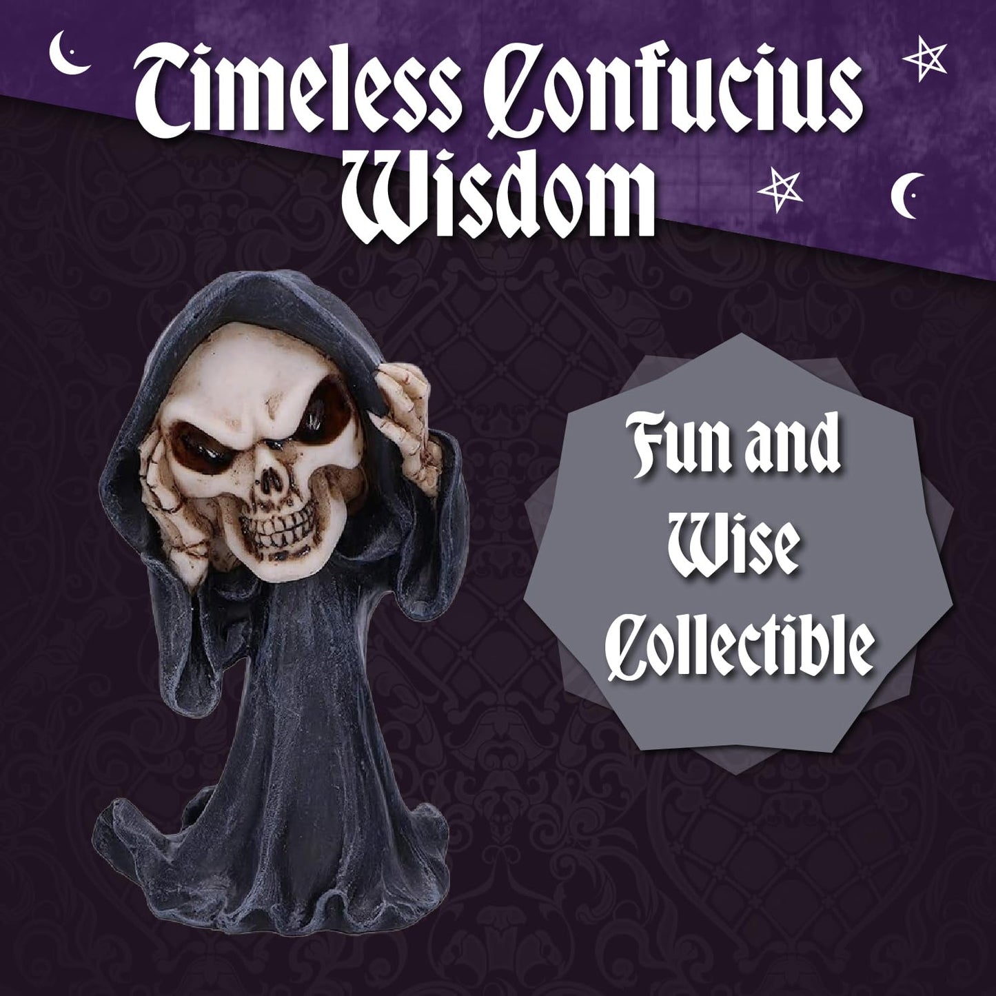 Nemesis Now See No Evil Hear No Evil Speak No Evil Figurines, Adorable Hand-Painted Resin Collectibles and Gift, 8cm - Grim Reapers