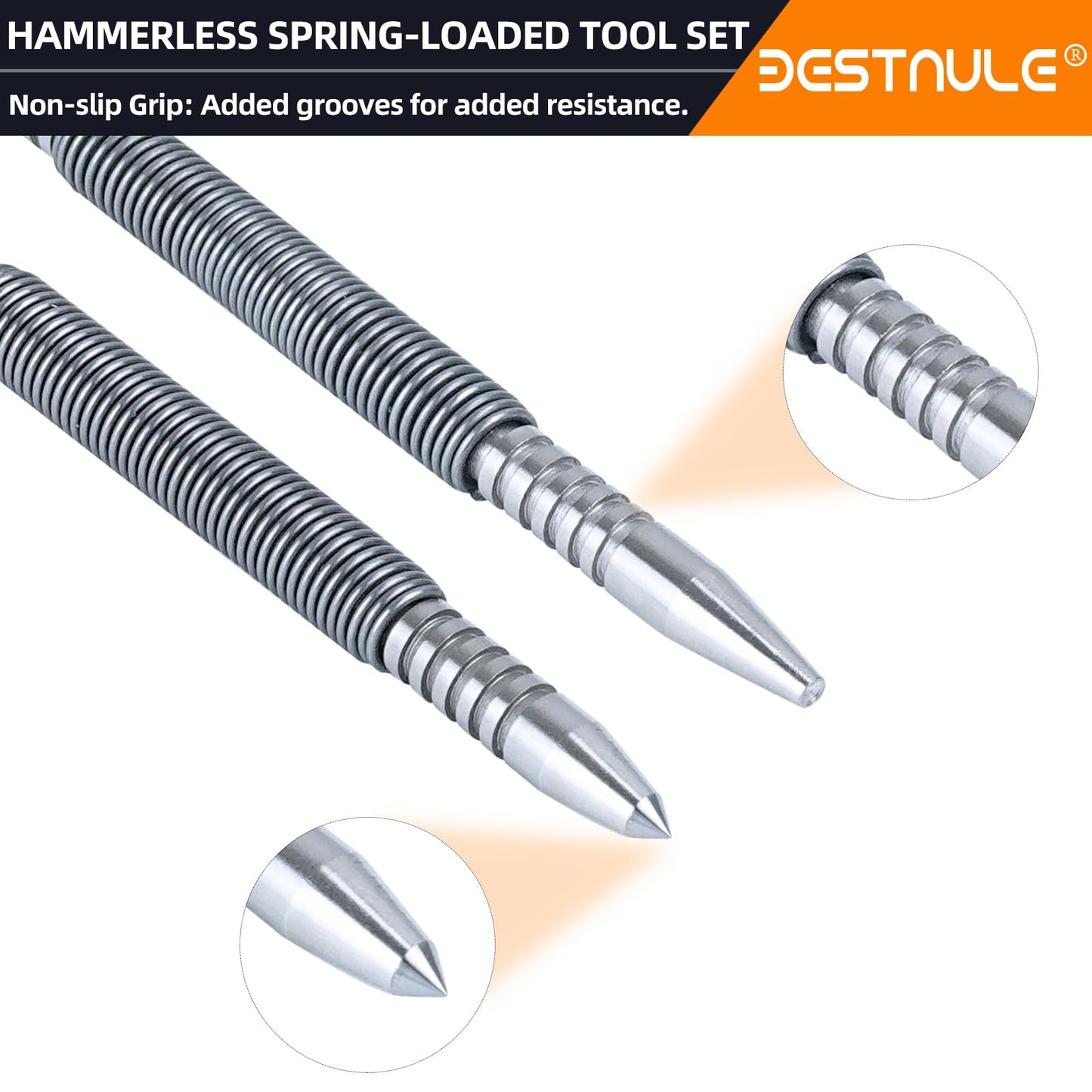 BESTNULE 4-Piece Nail Setter Dual Head Nail Set & Dual Head Center Punch & Hammerless Cold Chisel & Hinge Pin Remover Punch Set, Nail Setter Features 1/8-in, 3/32-in, 3/16-in, 1/16-in, 5/16-in, 1/8-in