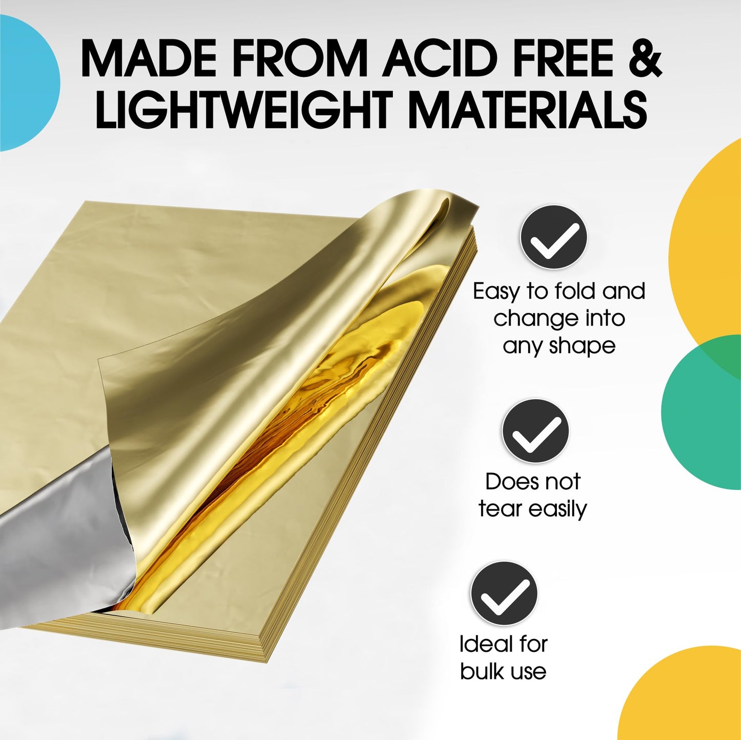 Crown Display Gold Wrapping Paper Christmas Wrapping Paper Gold Metallic Sheets | 100 Sheets 15" x 20" - For Christmas Gift Wrap, Arts & Crafts, Wedding, Birthday, Valentines Day or Mothers Day