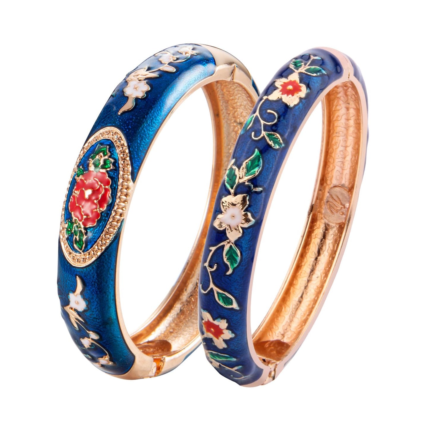 UJOY Cloisonne Bangles Gorgeous National Enameled Plated Handcrafted Jewelry Bracelets Gifts with Box 55C58-55A82 Blue