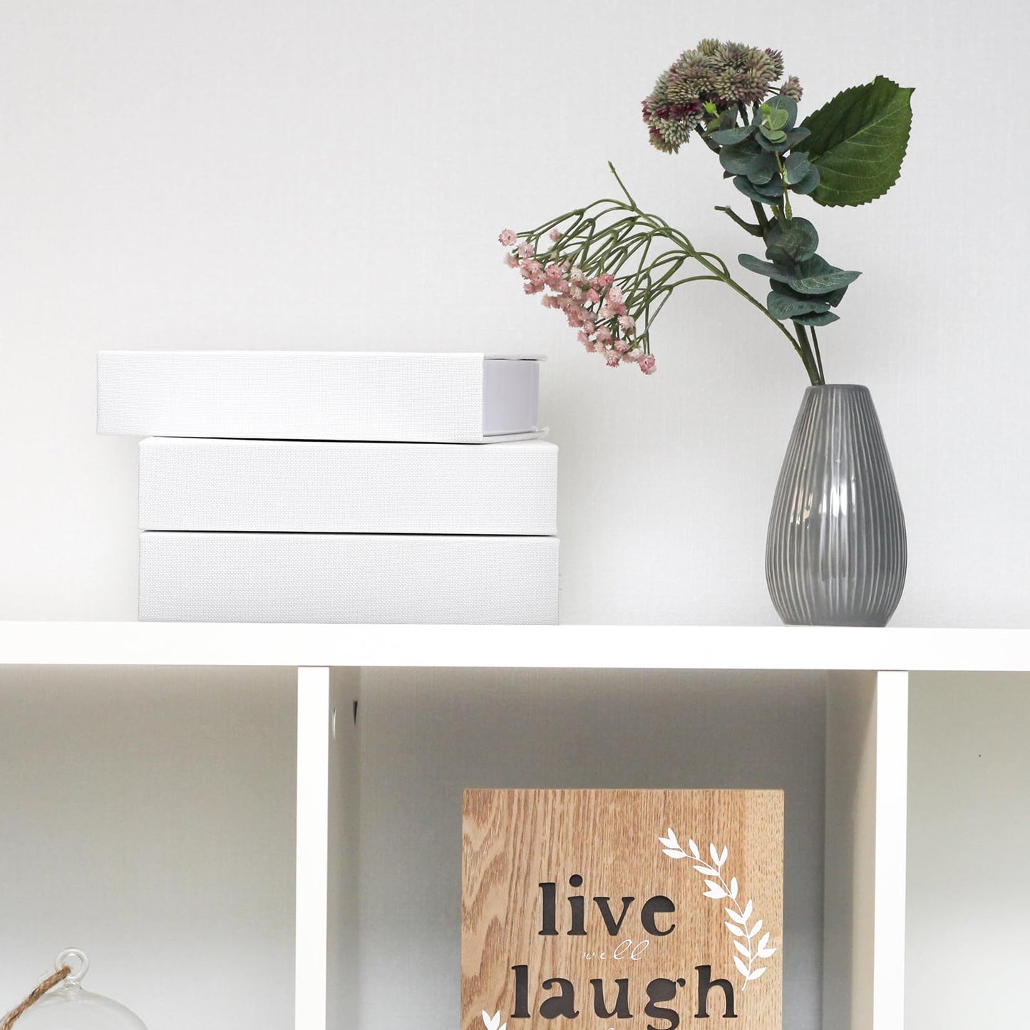 Tioncy 3 Pcs Fake Book Box Neutral Linen Book Box Decorative Faux Prop Storage for Farmhouse Home Decor shelf Table Card Photo DIY Keepsake Gift(8.6 x 6.1 x 1.8 Inch,White)