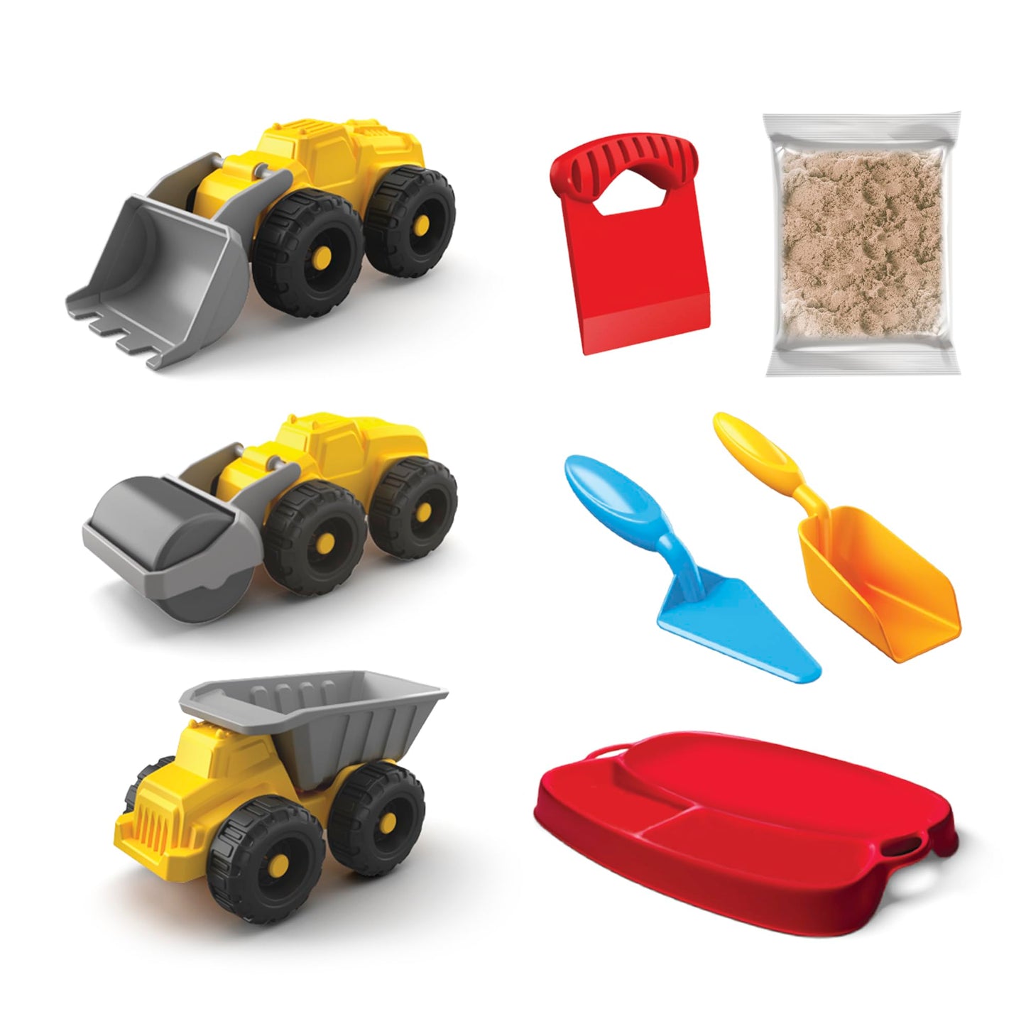 Mighty Sand Construction Time Playset for Kids – Soft Moldable Sand, Trucks, Tools & Play Tray for Sensory Building Fun and Imaginative Play Without Mess