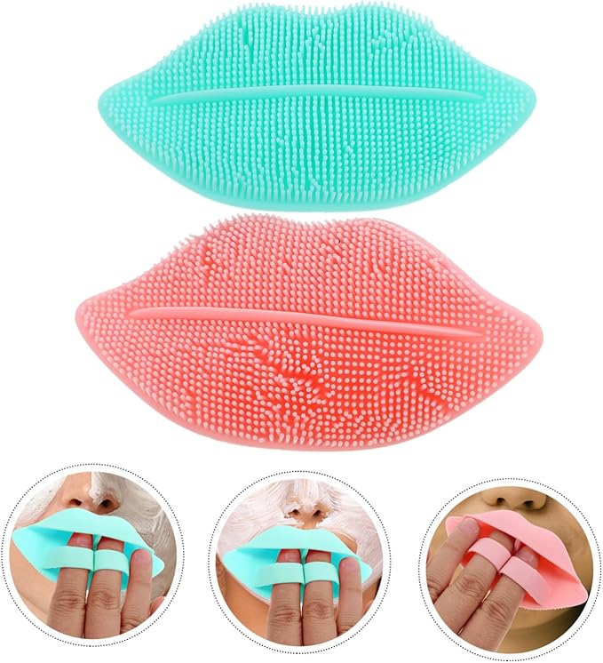 3Pcs Lip Face Cleansing Brush Exfoliating Tool for Makeup Removal Portable Facial Scrubber for Women Lightweight and Travel Friendly Face Wash Tool