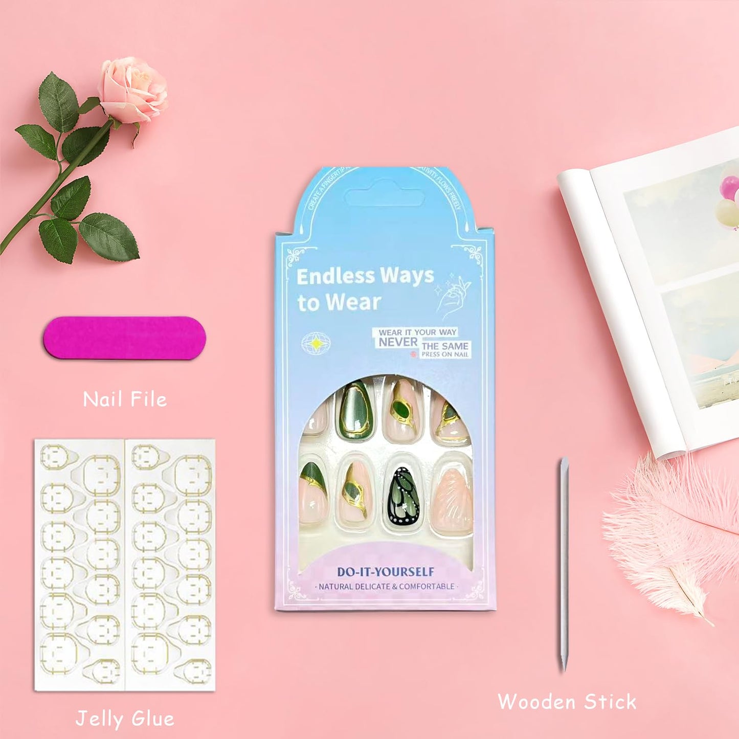 30 Pcs Irregular French Tip Press on Nails 3D Stripe Fake Nails Short Oval Acrylic Glue on Nail Mirror Full Cover False Nail for Women