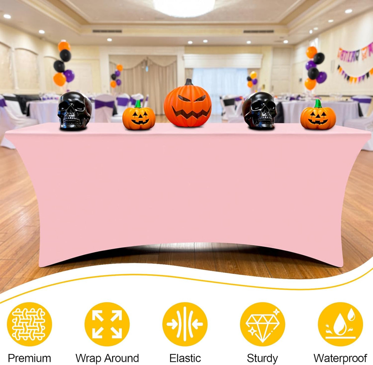 Smiry 2 Pack Spandex Table Cloth 5FT, Elastic Fitted Stretch Tablecloths for Rectangle Tables, Washable Table Cover for Outdoor, Wedding, Banquet & Parties (Pink, 60Lx30Wx30H Inch)