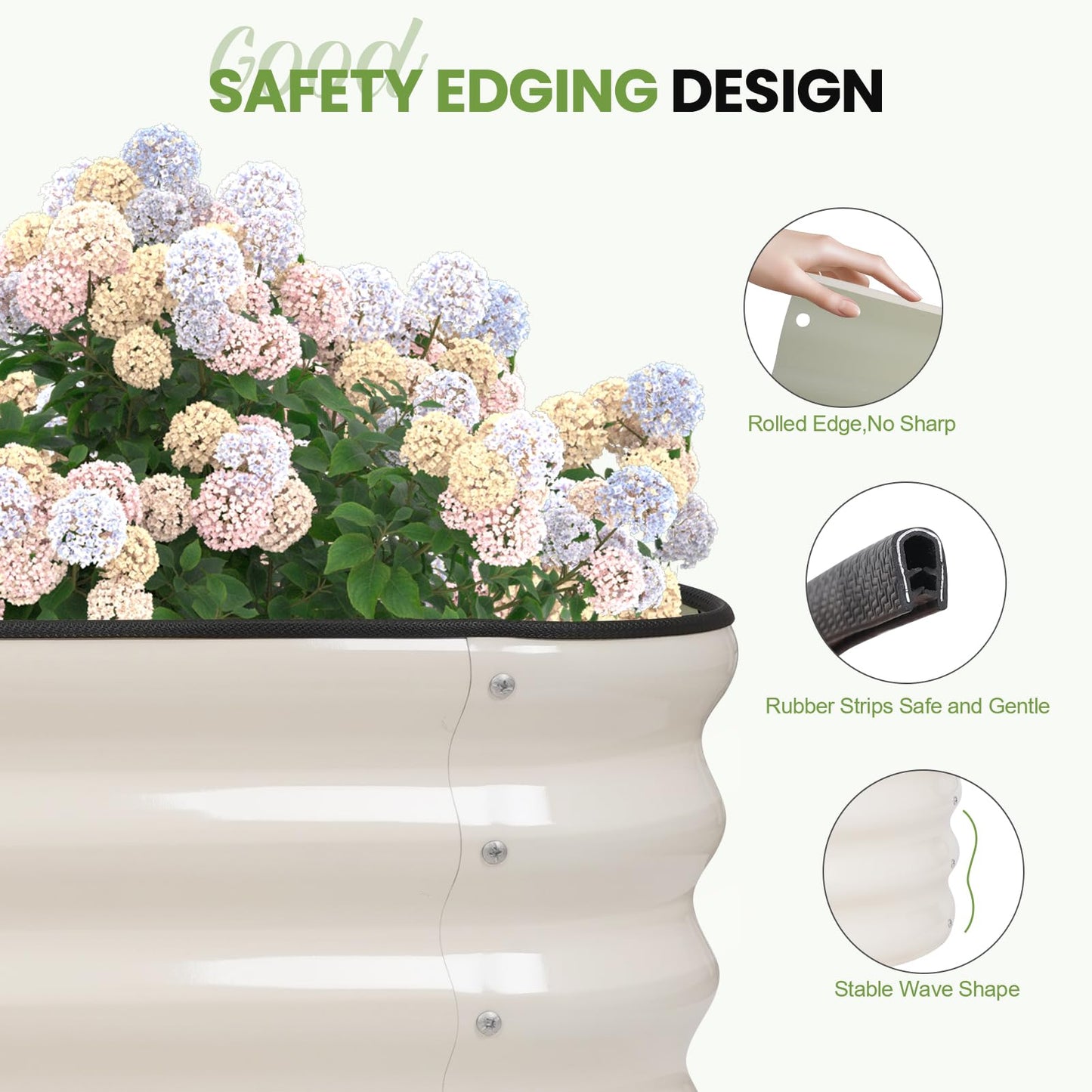 G GOOD GAIN 4-in-1 Adjustable Raised Garden Bed Kit | Galvanized Planter Boxes for Vegetables, Flowers | 12" Tall, Multiple Sizes (5x3x1ft, 4x4x1ft, 6x2x1ft, 7x1x1ft) | Outdoor Metal Raised Bed, White