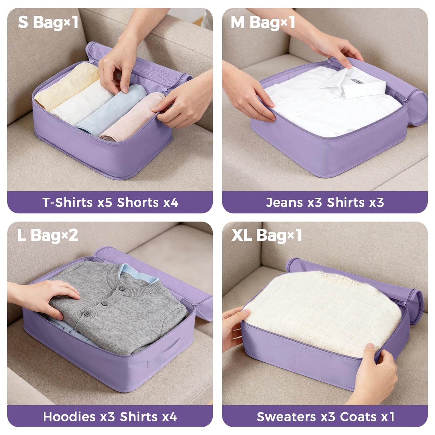 BAGAIL 9 Set Packing Cubes with Packing List Luggage Packing Organizers for Travel Accessories (Dusty Purple)