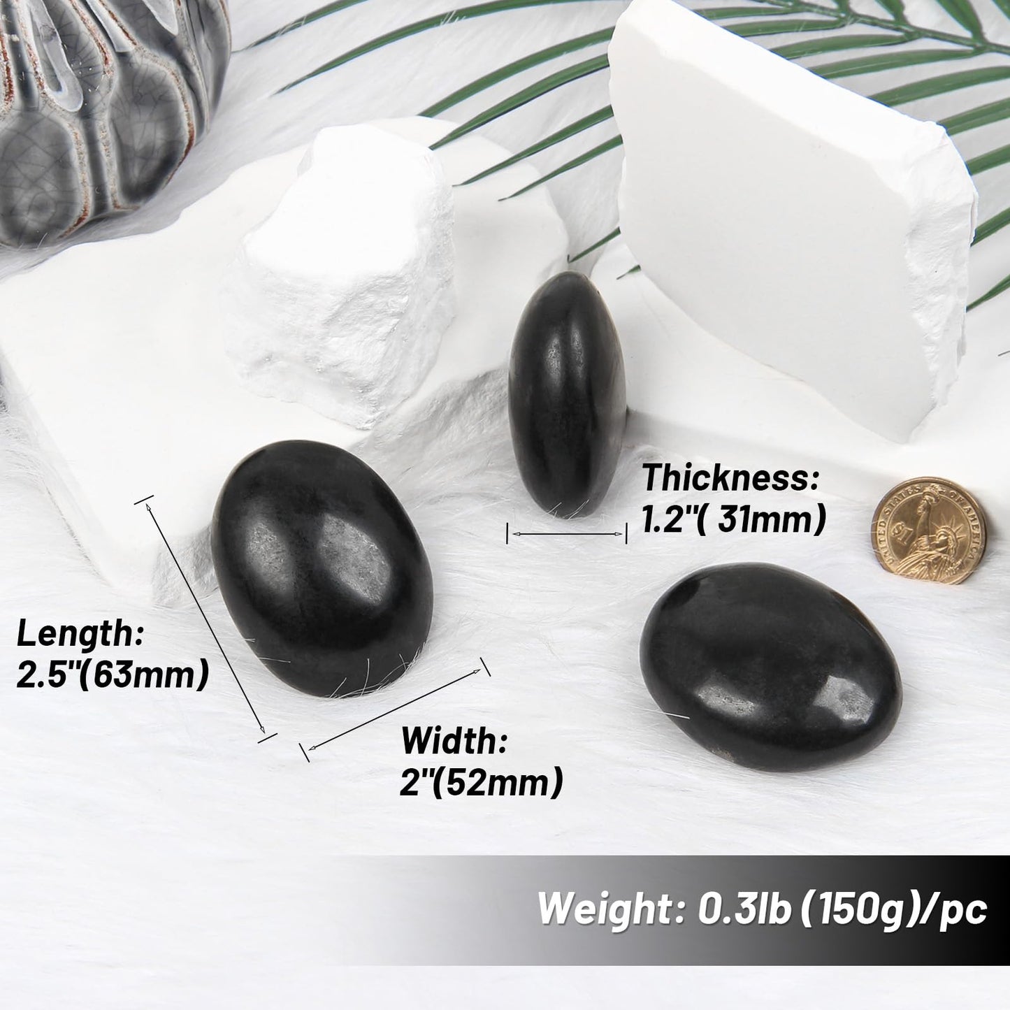 Orientrea Black Tourmaline Palm Stone-1 Pc Black Tourmaline Pocket Energy Stone, Smooth Healing Crystal Worry Stone (Black Tourmaline(1pc))