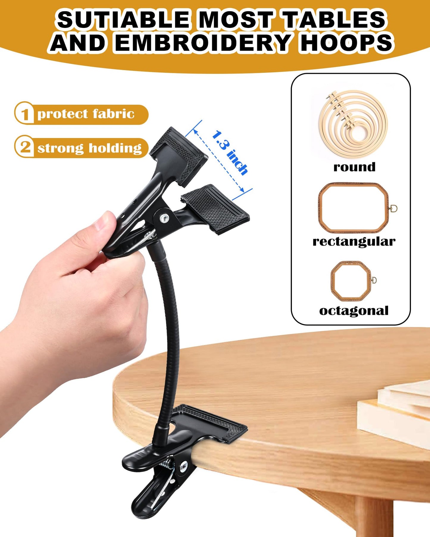 PLOZANO Adjustable Embroidery Hoop Stand Holder, Heavy Duty Portable 360°Cross Stitch Table Holder for DIY Embroidery Needlework Art Craft Sewing Handicrafts(10inch)