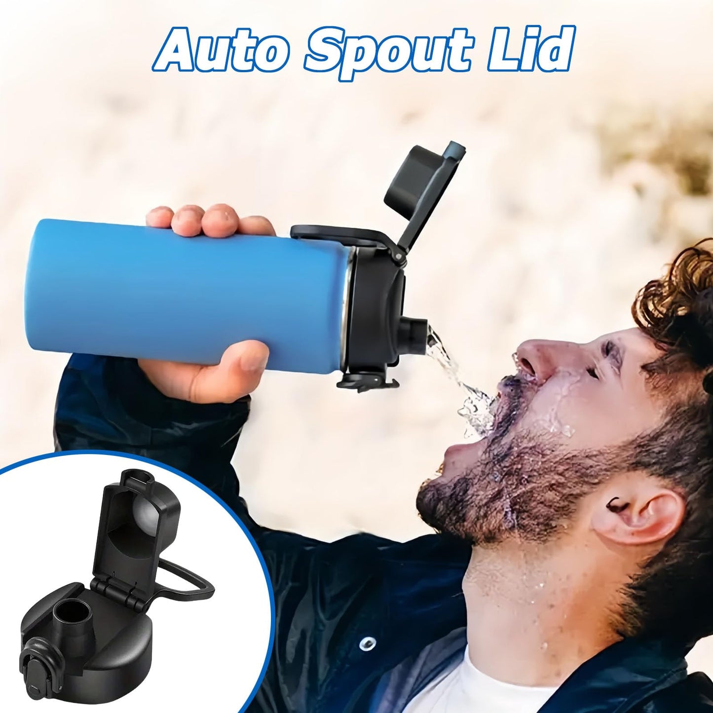 4 Pcs Water Bottle Lid Replacement for Contigo Water Bottles 20oz 24oz and 32oz,Auto Spout Lid Fit for Bubba Water Bottle with Button Lock,BPA-Free,Leak-Proof ﻿