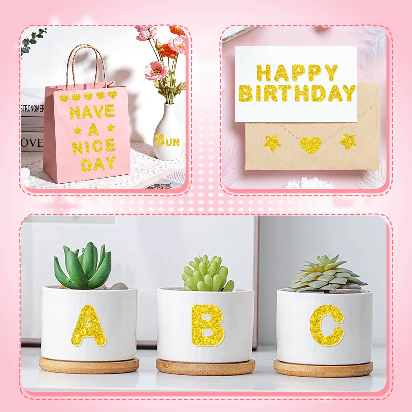 896 PCS Glitter Foam Letter Stickers, Self-Adhesive 3D ABC Alphabet Stickers, 14 Sheets EVA Foam Letters for Crafts Scrapbooking Gift Wrapping Card Making School Projects DIY Decor (Gold)