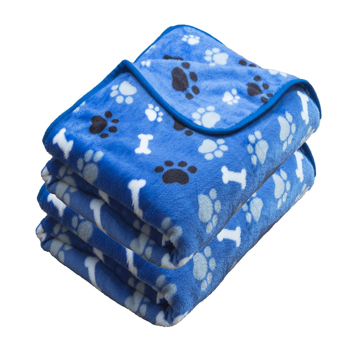 AIWEK Dog Blanket Paw Bone Pattern 1 Pack 2 Super Soft Warm Flannel Sofa Cover Car Bed Protector, Urine Proof Washable Outdoor Pet Blanket for Puppy Large Dogs & Cats,40"*30" Beige