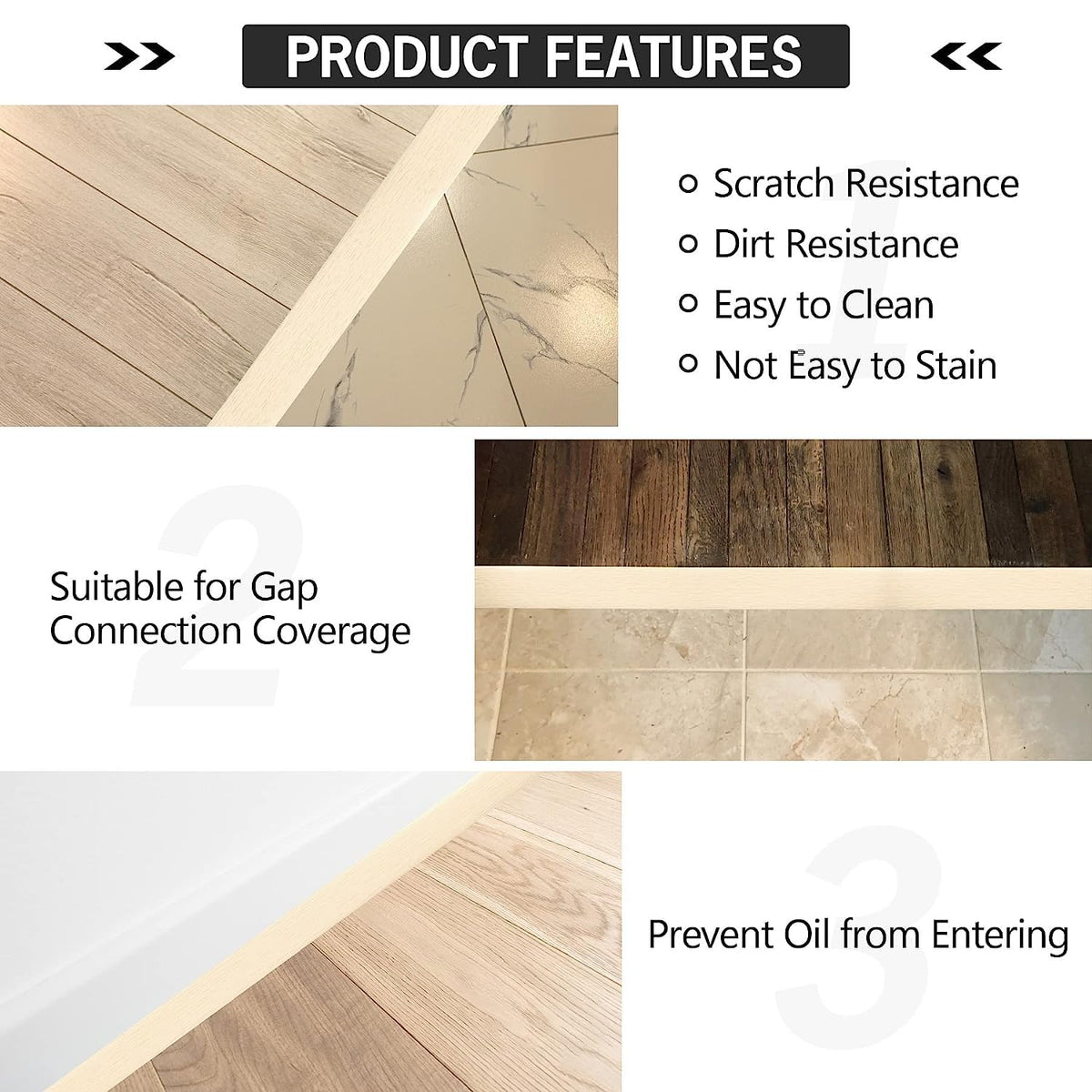 20Ft Floor Transition Strip Self Adhesive Vinyl Cover Floor Strip Flat Divider Transition Strip Wood Grain Design for Laminate Floor Gaps and Doorway Transitions