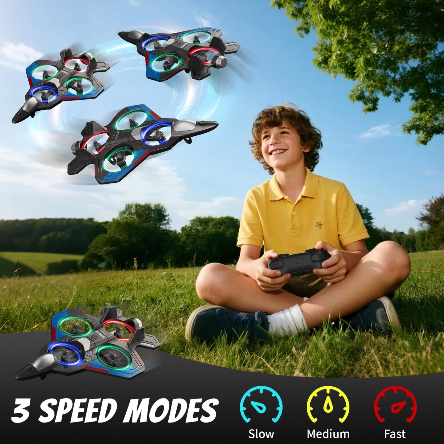 4DRC RC Planes Remote Control Airplanes for Kids, Foam Remote Control Planes for Kids Adults Beginners, Remote Control Helicopter Fighter Jet Drones for Kids Adults, 360° Flip Easy to Fly