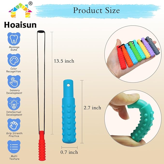 Sensory Chew Necklaces for Boys and Girls, 8 Pack Chew Necklace for Sensory Kids with Autism, ADHD, SPD, Biting, Silicone Oral Sensory Toys for Autism Adults Reduce Chewing Anxiety Fidget