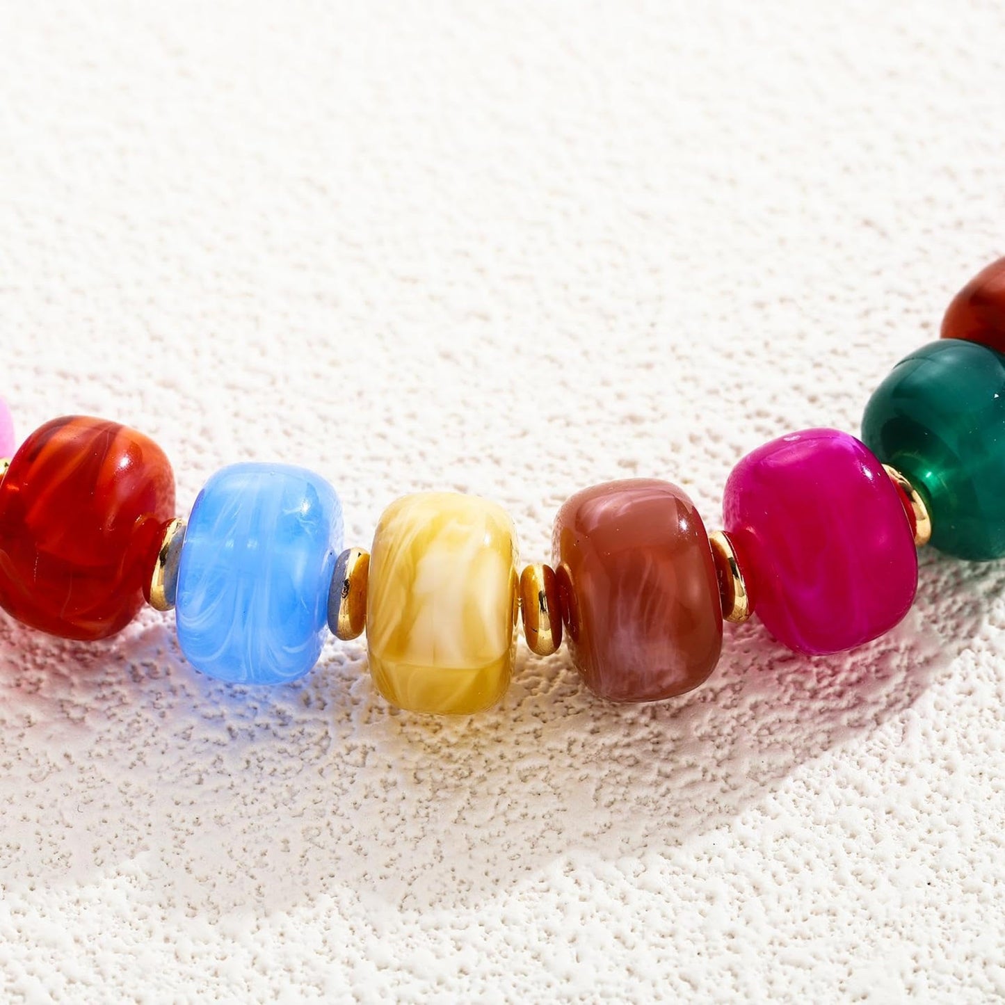 ENSKEFEN Colorful Beaded Bracelets for Women Trendy Chunky Multicolor Acrylic Resin Beads Statement Bracelet Boho Summer Bracelets Jewelry