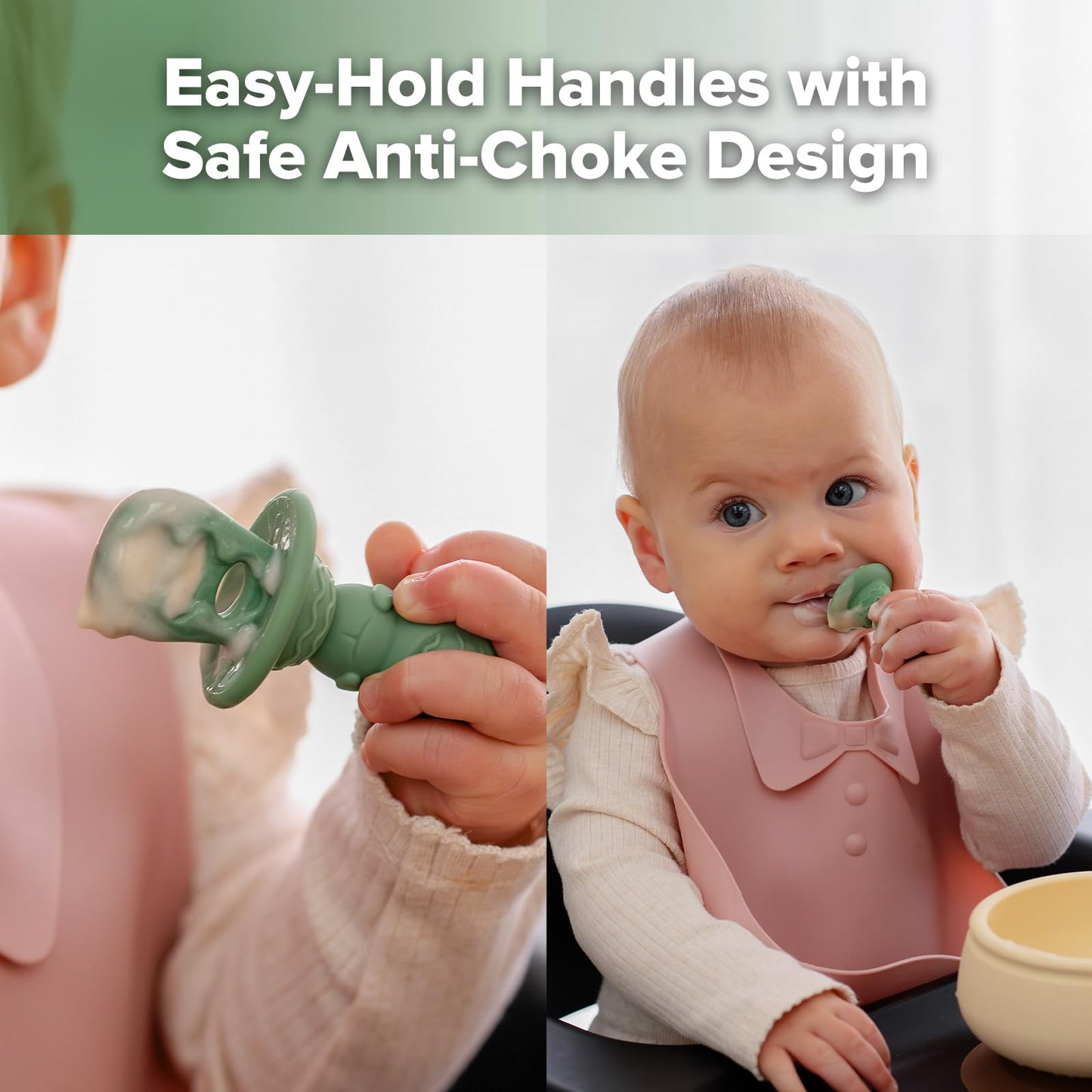 Haakaa Silicone Nibble Freezer Tray &Astronaut Beginner Silicone Cutlery Set -Breastmilk Teething Popsicle Mold - Baby Fruit Food Feeder Teether - Ice Cube Tray-Baby Spoons