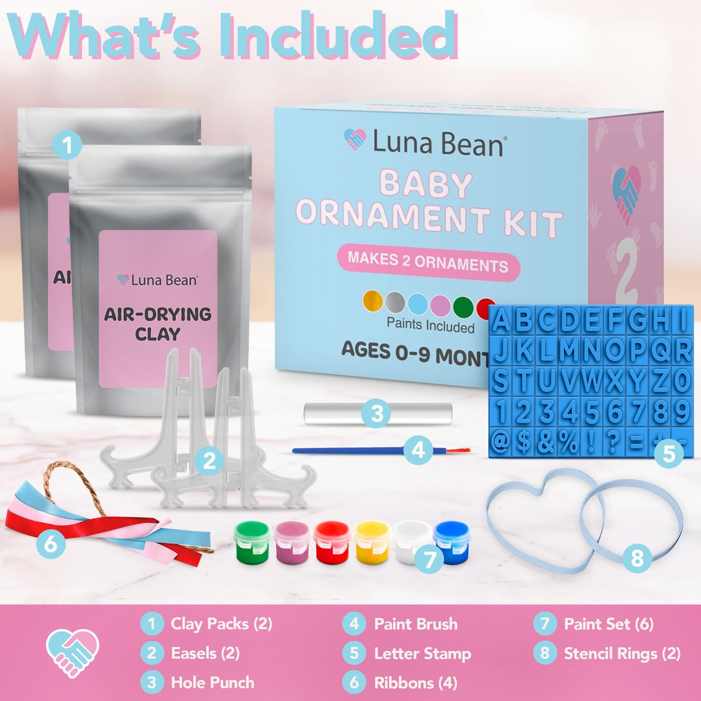 Casting Keepsakes Baby Handprint Ornament Making Kit (Includes Paint Set) Ornament Making Kit for Kids - Baby Hand and Footprint Clay