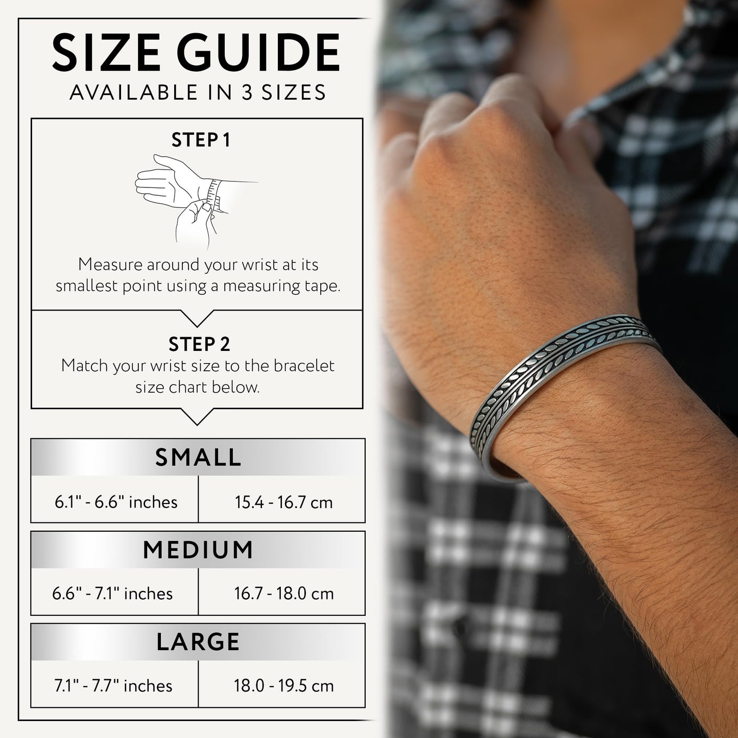 RTZN® Cuff Bracelet for Men – Premium Stainless Steel Mens Bangle Bracelets – Silver Mens Cuff Bracelet – Waterproof & Non-Tarnish Minimal Men Western Bracelet (Native Feather, Large)