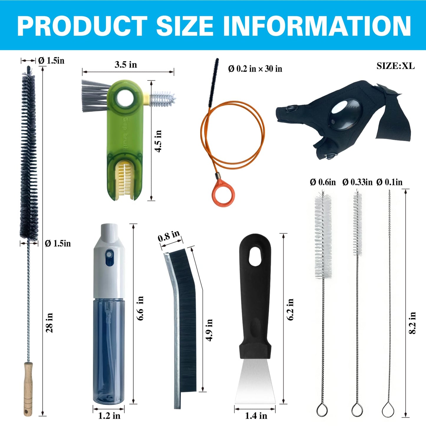 13Pcs Deep Crevice Cleaning Brush Set with Flashlight Gloves & Drain Brush - Dryer Vent Cup Lid Straw Gap Cleaning Tools Professional Cleaning Supplies