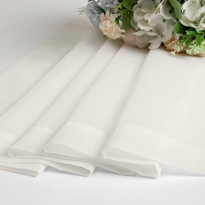 Chyhomenyc Sheer Ivory Valances for Windows 2 Pack, Small Window Curtains for Living Room Bathroom Cafe Laundry Basement, Modern Top Dual Rod Pocket Voile Curtain, 42W x 18L inches, Ivory