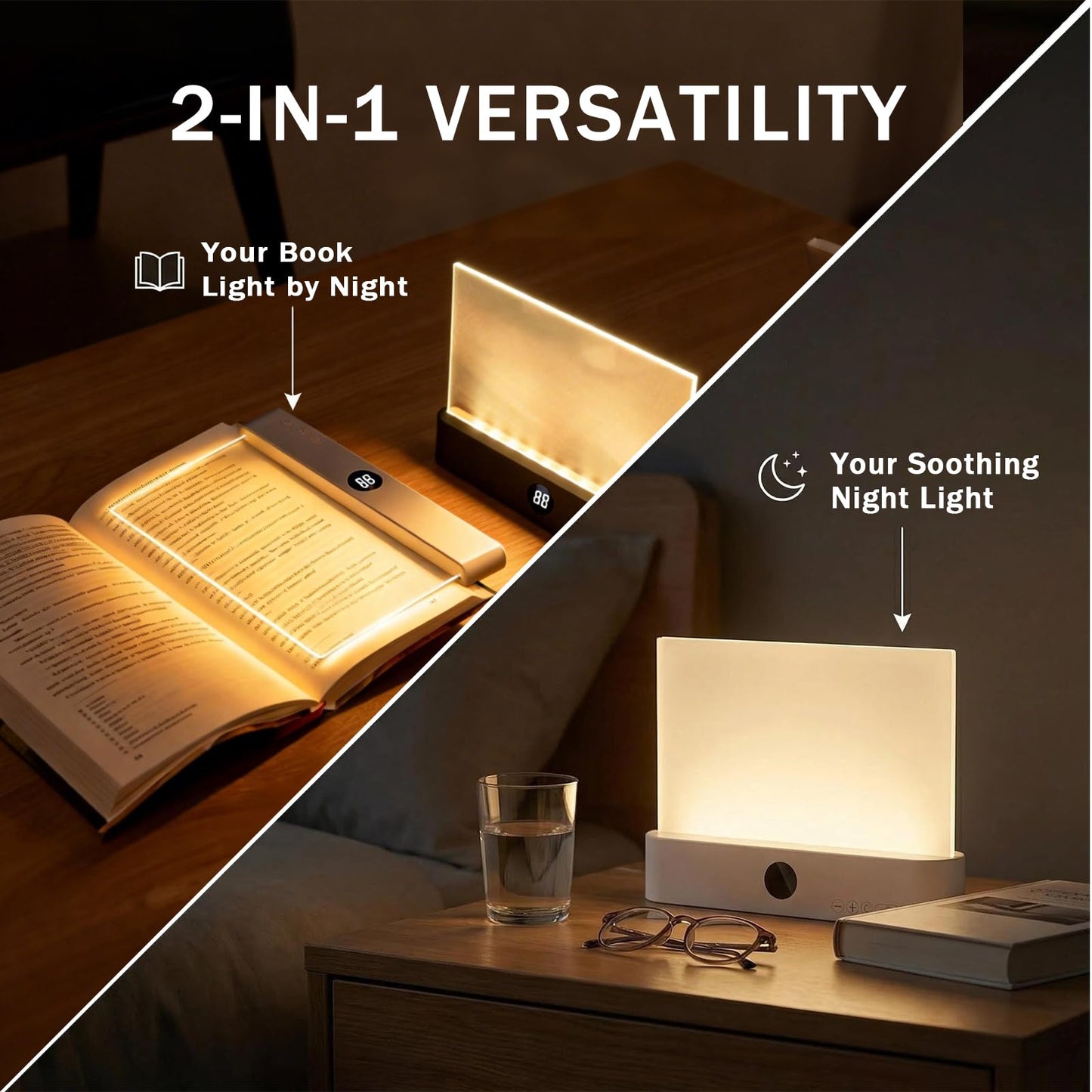 Book Lights for Reading at Night LED Rechargeable Lamp for Full Page Books in Bed Portable Flat Panel Bookmark Light Lovers Gifts Booklights Luz Para Leer Libros De Noche Lámpara En La Cama (Pink)