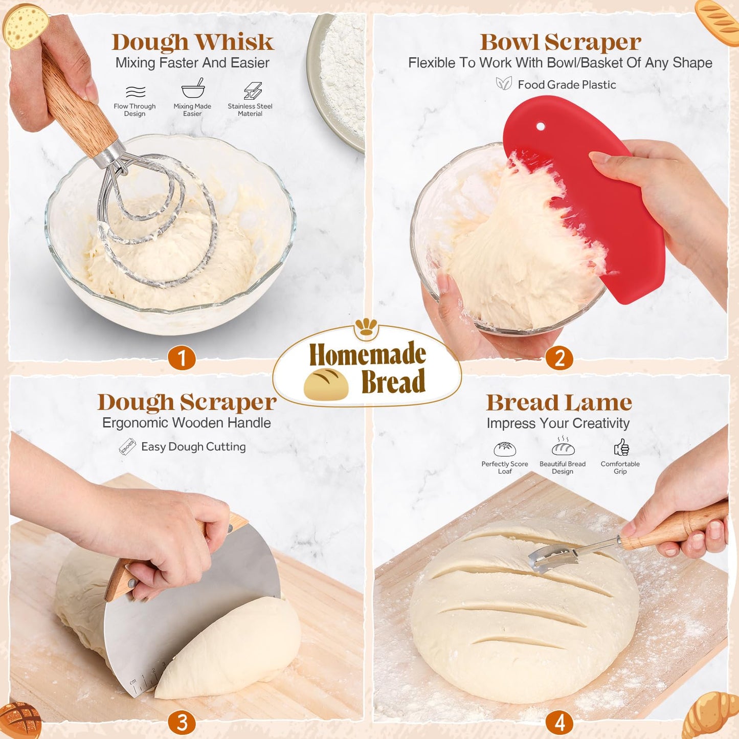 Sourdough Starter Kit, Sourdough Bread Baking Supplies, Sourdough Kit Home and Kitchen, Sour Dough Starter Kits, Sourdough Jar, Bread Proofing Basket, Sourdough Bread Basket, Sour Dough Kit Tools