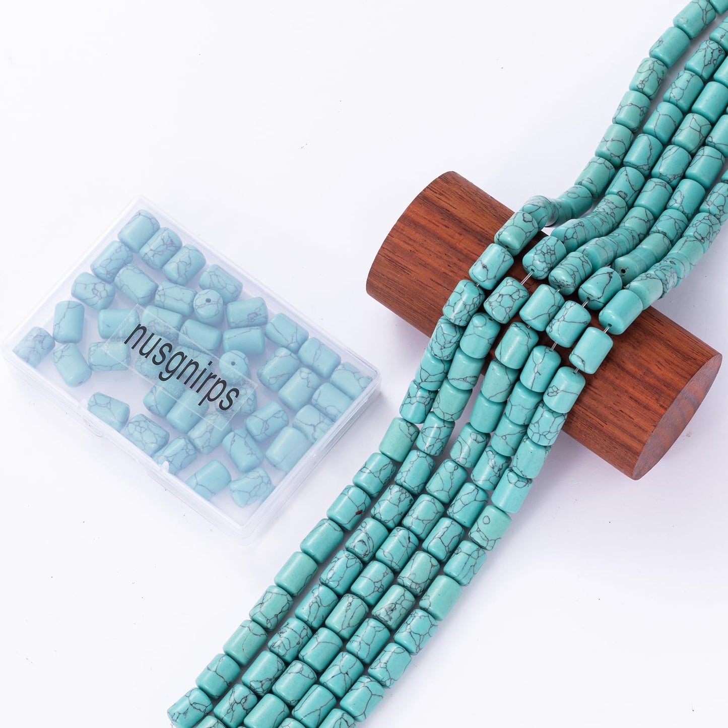 Natural Blue Turquoise Cylinder Tube Beads 10x14mm 38cm/str Loose Semi Gemstone Stone Beads for Making Bracelets Necklace