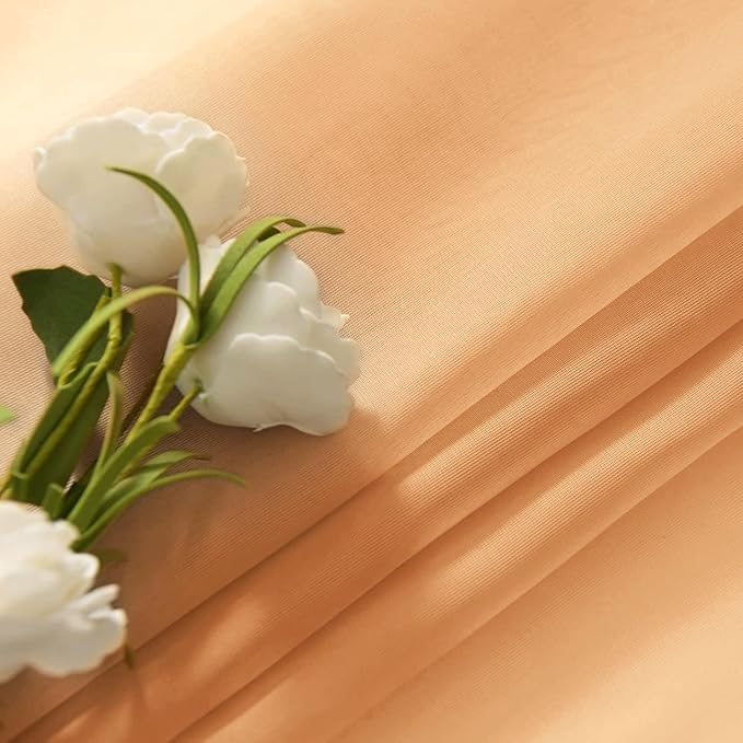 SpaceDresser Beige Sheer Curtains 4 Panels Rod Pocket Semi-Sheer Curtain 72 Inches Long Light Filtering Voile Window Drapes for Bedroom Living Room Kitchen, Each 52W x 72L