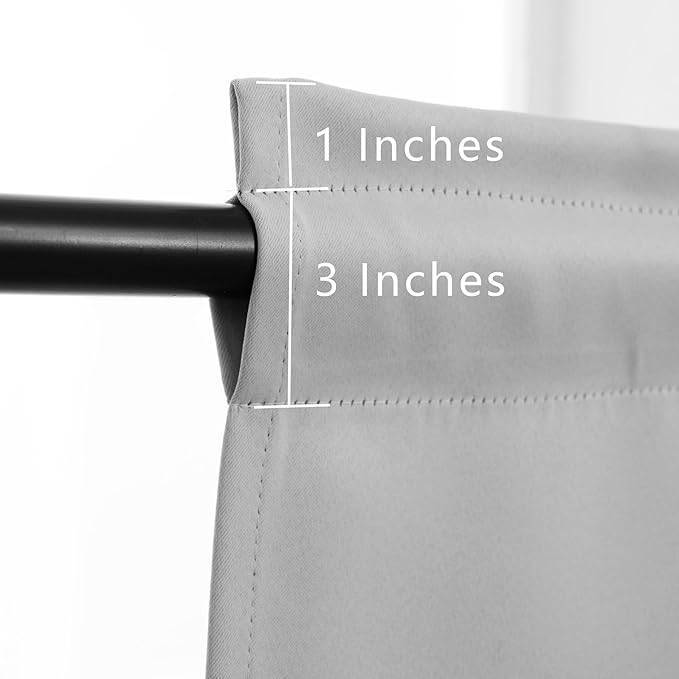 Pickluc Rod Pocket Tier Curtain - Half Blackout Curtain for Kitchen, Bathroom, Cabinet, Basement, 42 Inches Wide and 24 Inches Long, Light Grey, 2 Panels