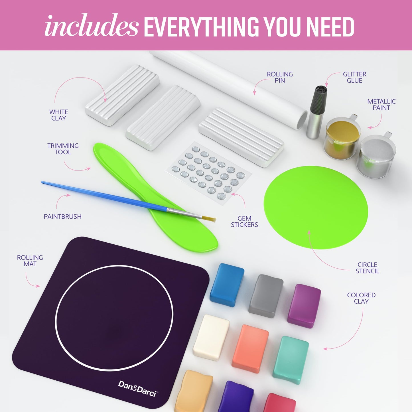 Dan&Darci Craft 'n Clay - Jewelry Dish Making Kit for Kids Ages 8-14 Year Old - Best DIY Arts & Crafts Kits - Birthday Gifts - Creative Toys for Preteen & Teenagers - Girl Birthday Gift Ideas