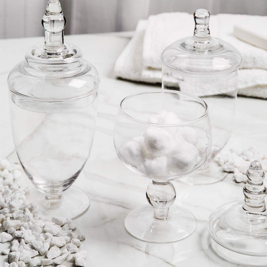 Small Apothecary Jars with Lids Set of 3, Home Essentials & Beyond, for Candy Buffet, Glass decor, Laundry Room, Potpourri, DIY Crafts and Bathroom Jars