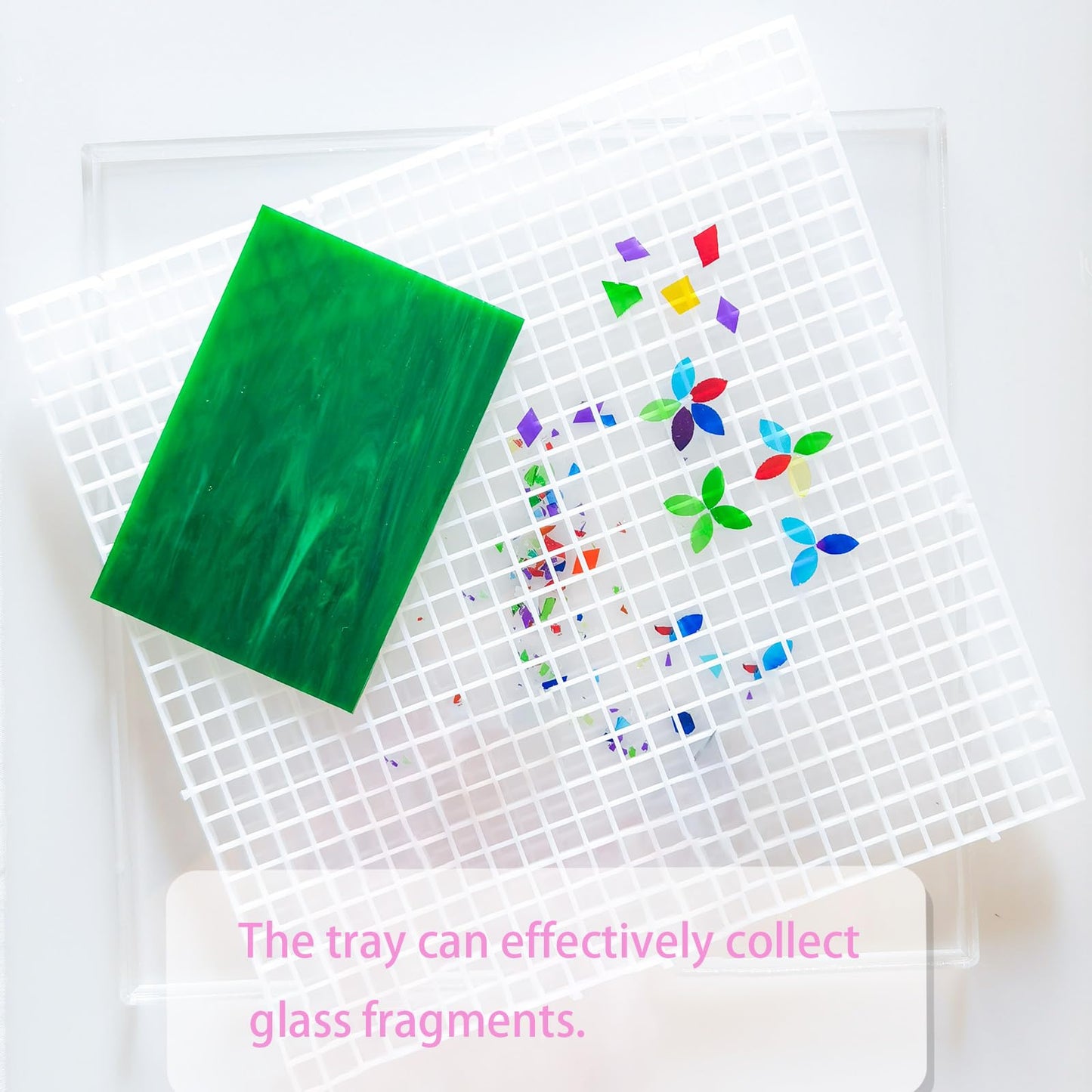 Stained Glass Cutting Mat with Tray 12"x12", Stained Glass Supplies, Catching Shards in Grids, Suitable for Cutting Glass and Cutting Mats for Crafts