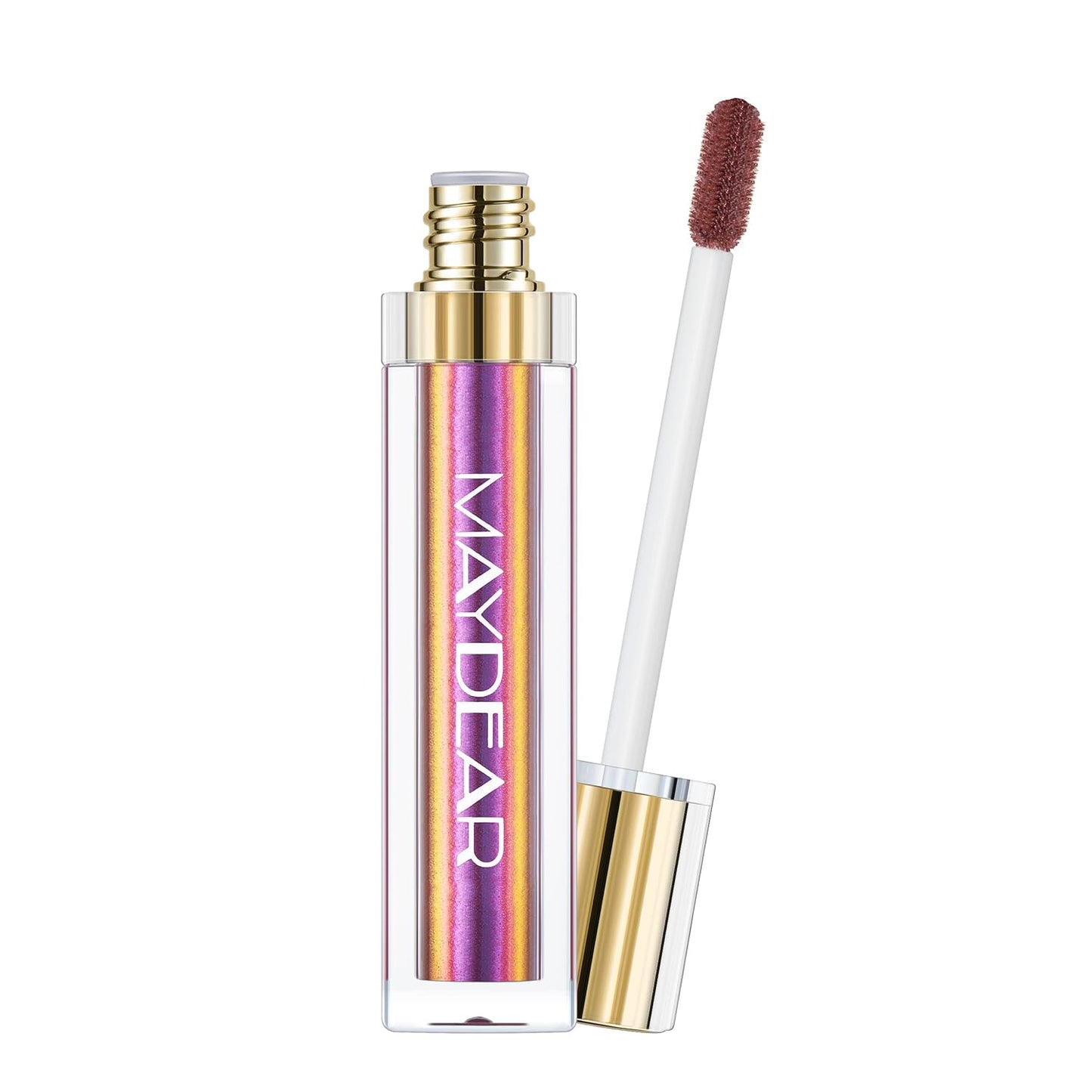 Maydear Chameleon Lipstick, High Pigmented Pink Lipstick for Women Metallic Shine Lip Gloss, Full-Coverage Multichrome Long Lasting Rainbow Lip Makeup, Fuchsia(01)