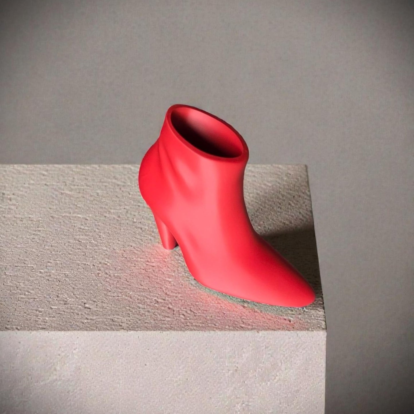 3D Printed Decorative Flower Pot – Shaped Like a High Heel Shoe – Unique Home or Office Decor Planter (Red)