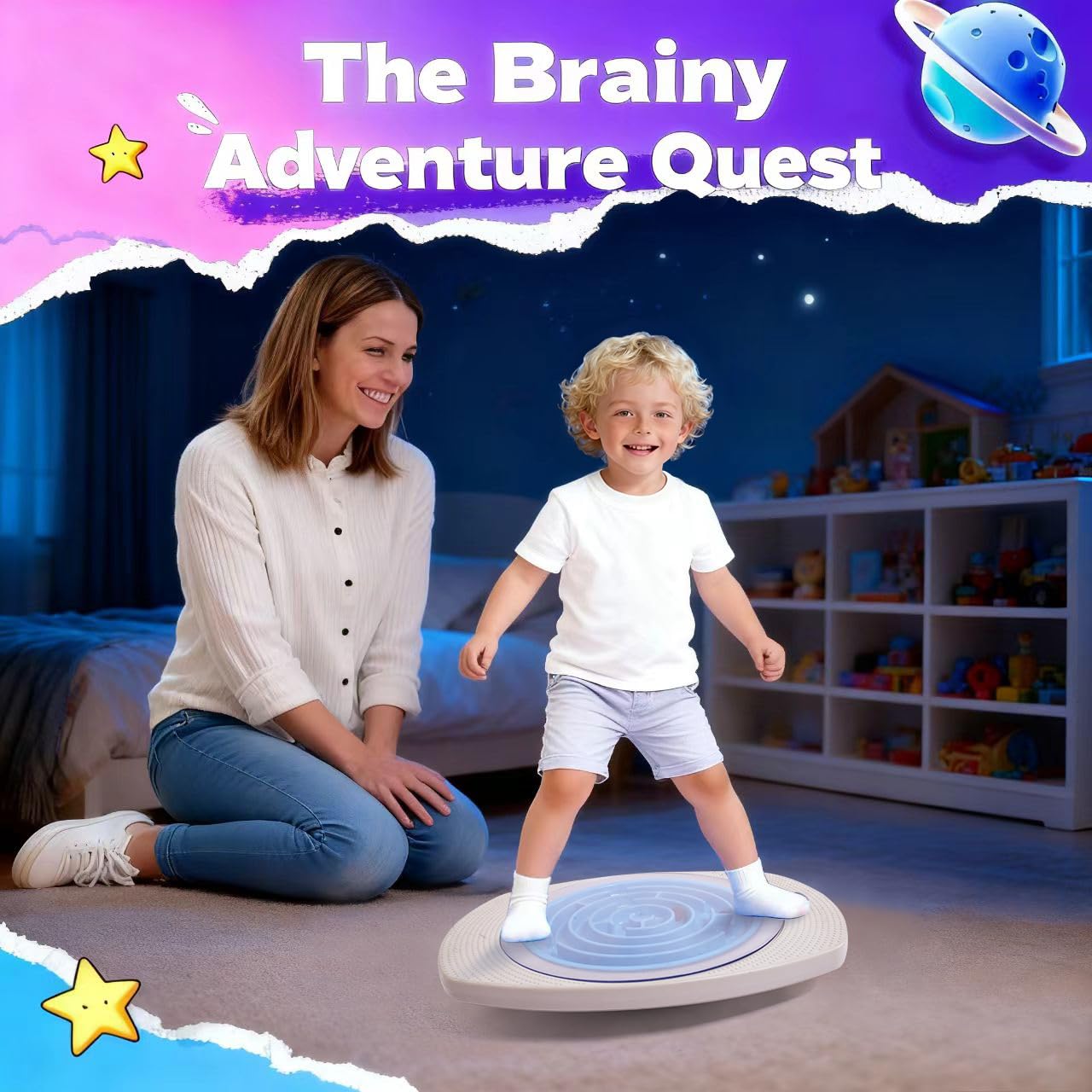 Maze Balance Board for Kids, 3 Replaceable Labyrinth Boards 140lbs Capacity - Sensory Integration & Proprioceptive Training Wobble Board for Therapy/Ski/Surf Prep