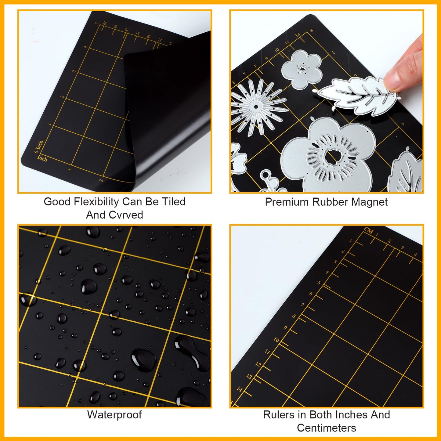 Copkim 4 Shims 6'' x 9" Magnetic Shim with Card Size Grids Die Cutting Machine Accessories Black Embossing Machine Pads for Die Cutter