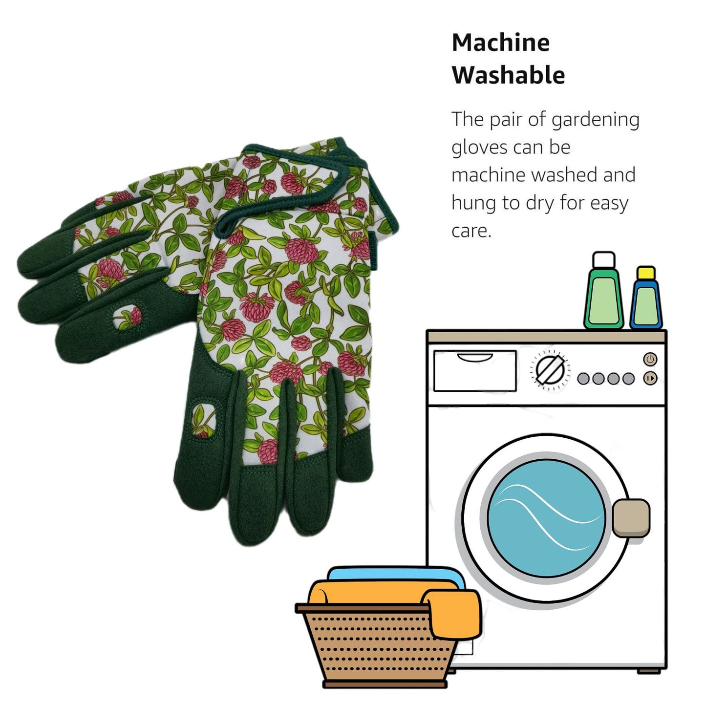 MSUPSAV Gardening Gloves with Touch Screen, Synthetic Leather Yard Work Gloves for Women, Garden Gift, Green, Medium