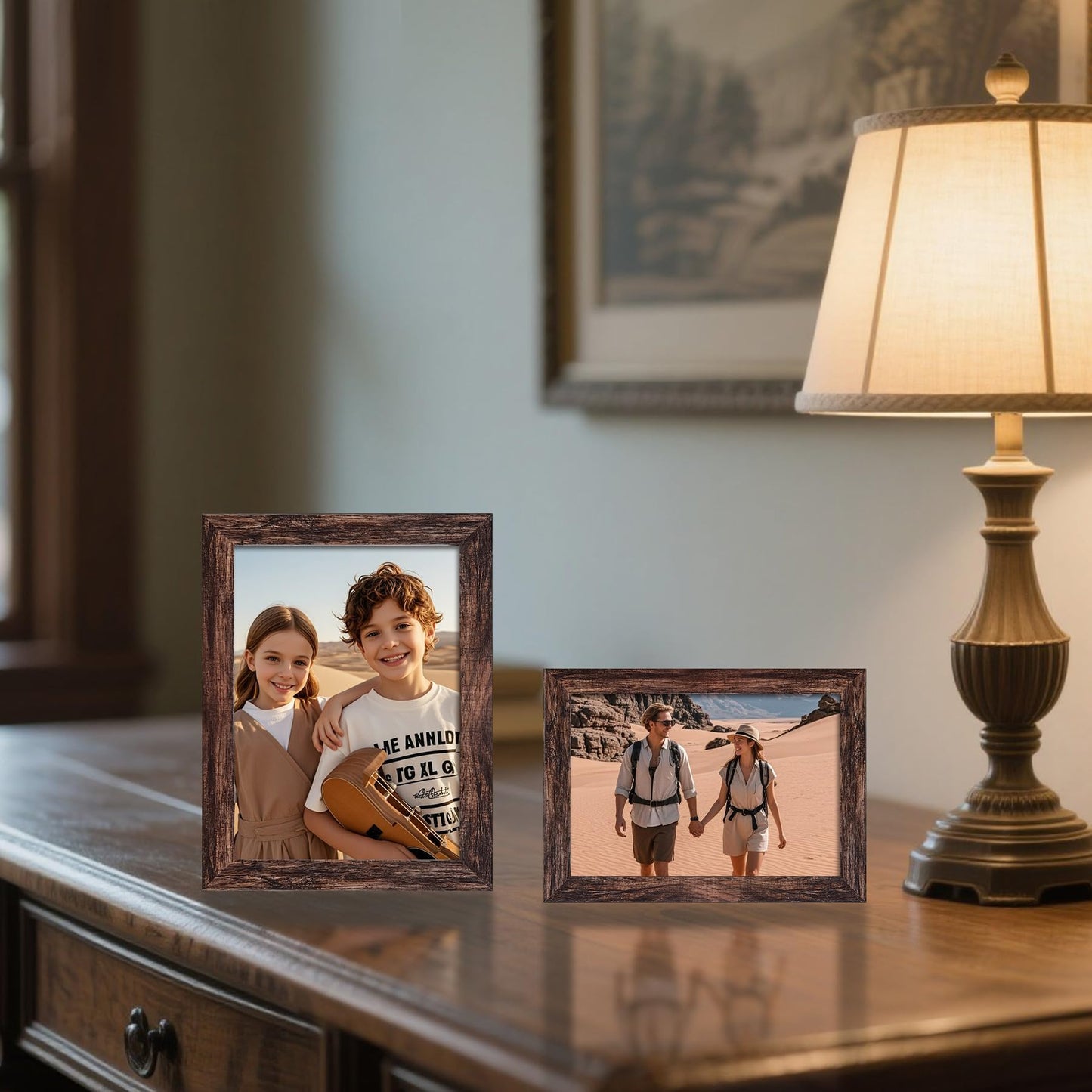 BESCRCL 15 Pack Real Glass Picture Frames Collage Wall Decor, Including 3pcs 8x10, 6pcs 5x7, 6pcs 4x6 Photo Frames for Gallery Wall or Tabletop Display, Brown