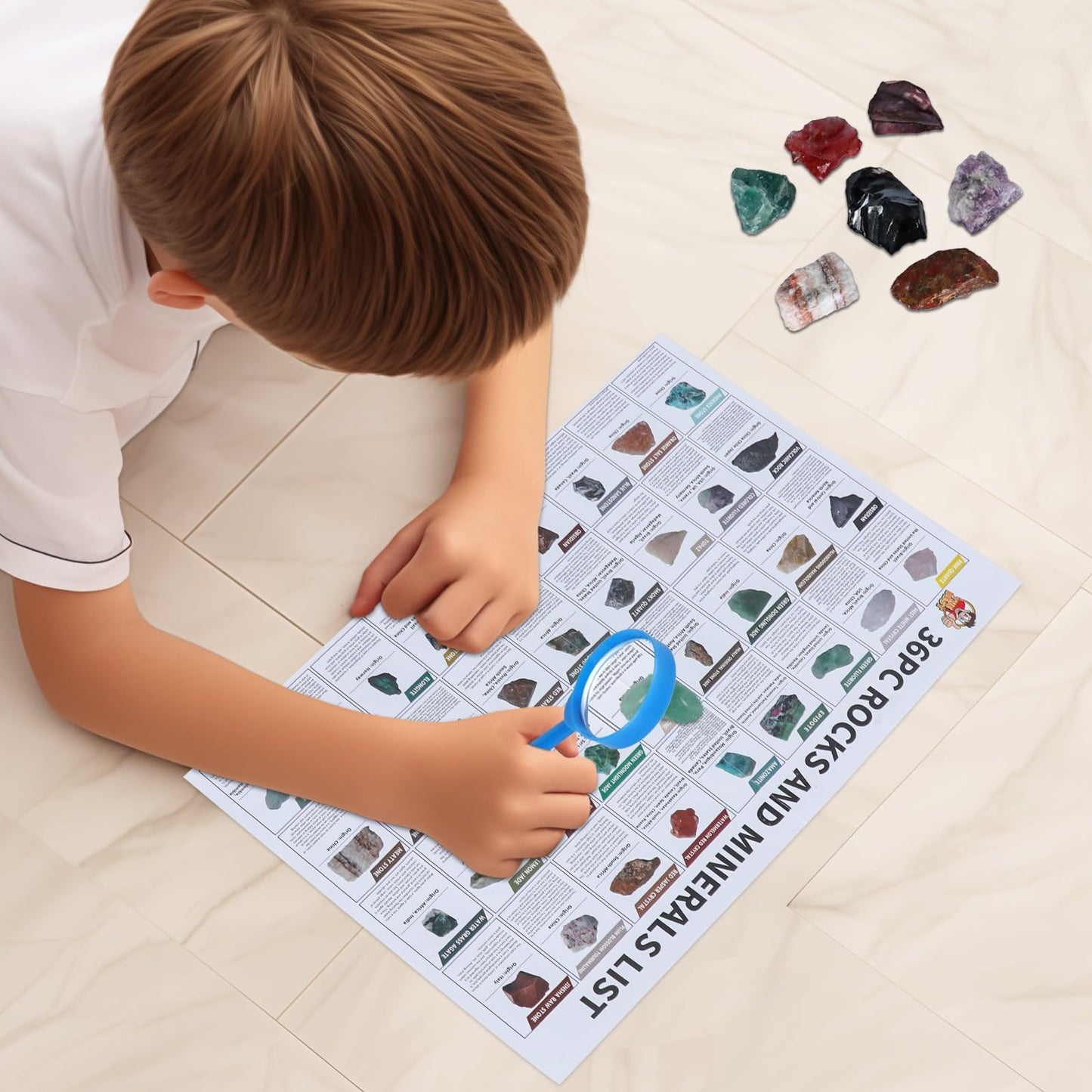 BTYCityMao Rock Collection for Kids - 36pc Cool Rocks and Gems Stones Crystals Kit - Rocks and Minerals Science Kit with Learning Guide - Earth Science Activity Kit - Rock Collection Box for Kids