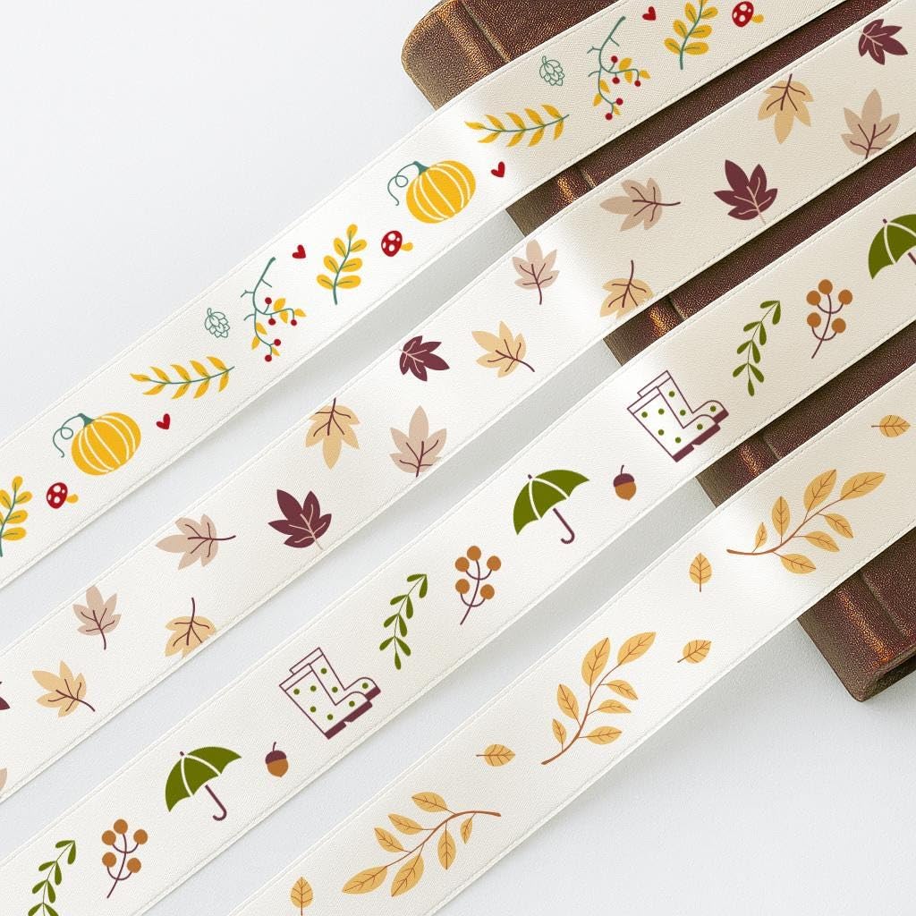 Pumpkin Ribbon – 3/4” (20 mm) Satin with Pumpkin Garden Icons for Fall Gift Wrap, Autumn Wreaths, Halloween & Thanksgiving Decor