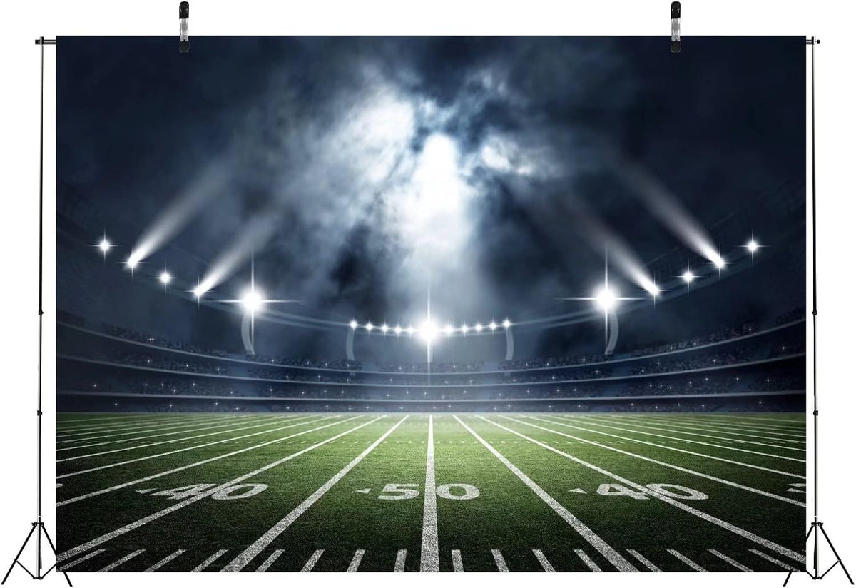 BELECO 5x3ft Fabric Football Field Backdrop Sports Stadium Football Theme Birthday Party Decorations Backdrop Newborn Kids Adults Photo Booth Shooting Photographic Studio Props