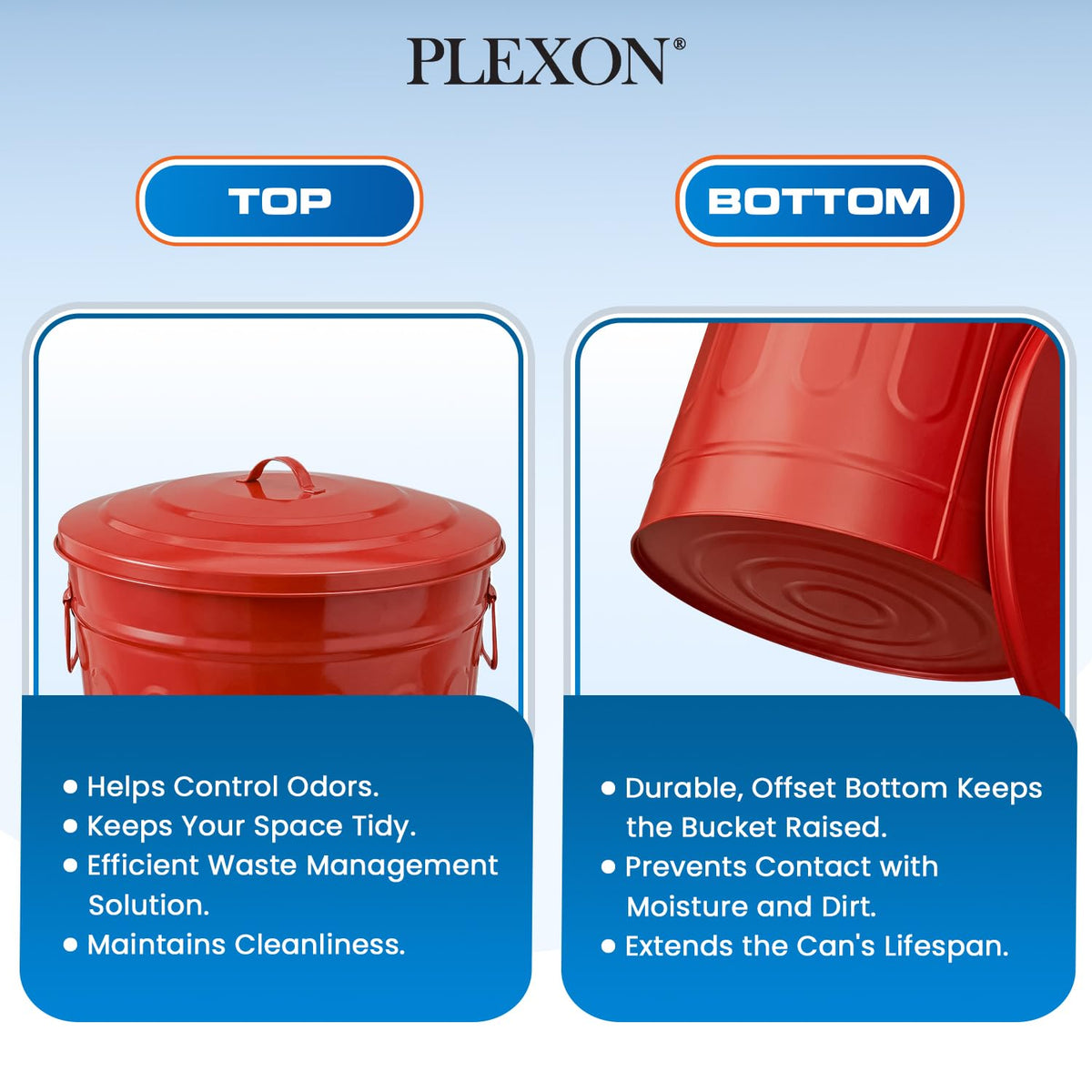 Metal Trash Can with Lid 13 Gallon